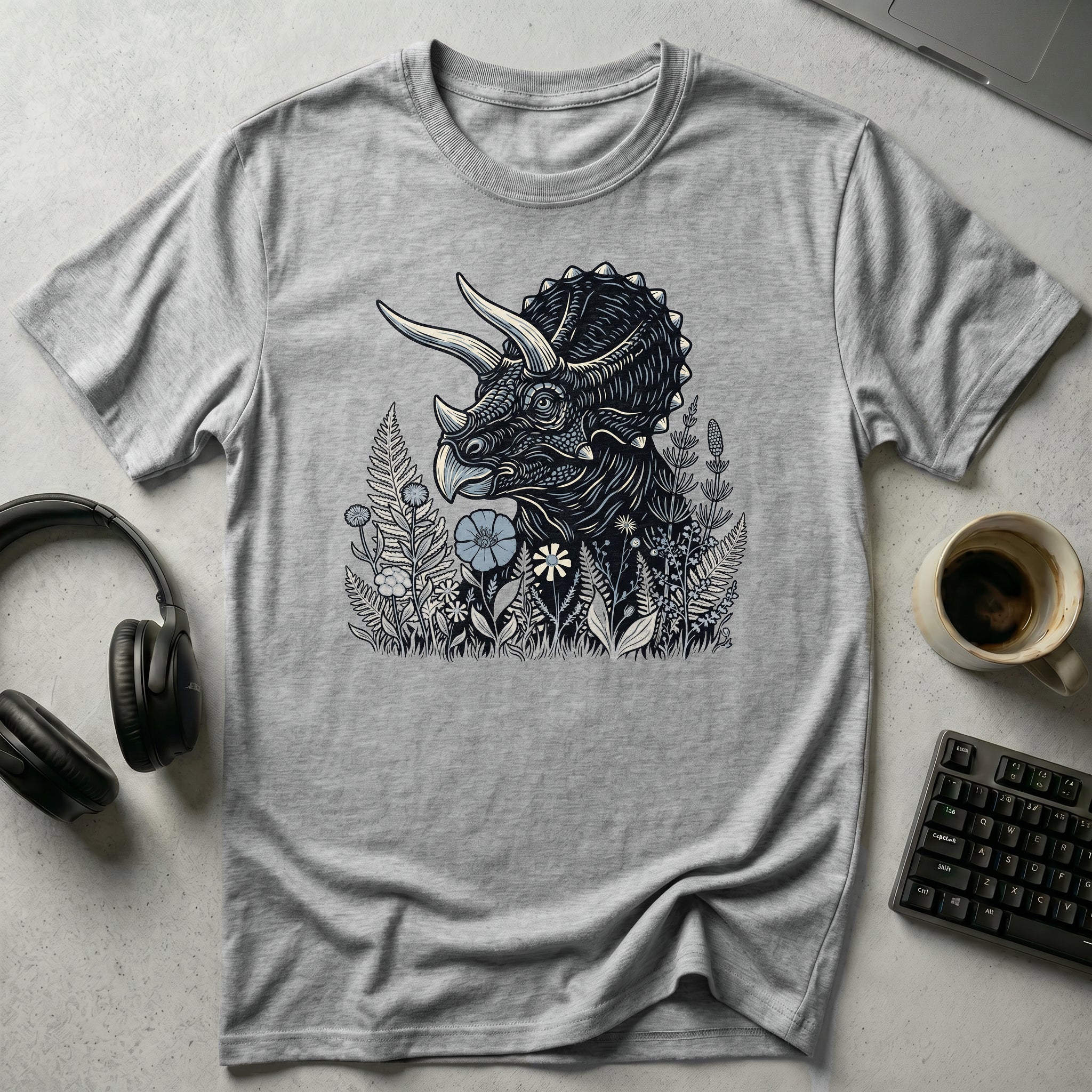 Triceratops Floral T-Shirt