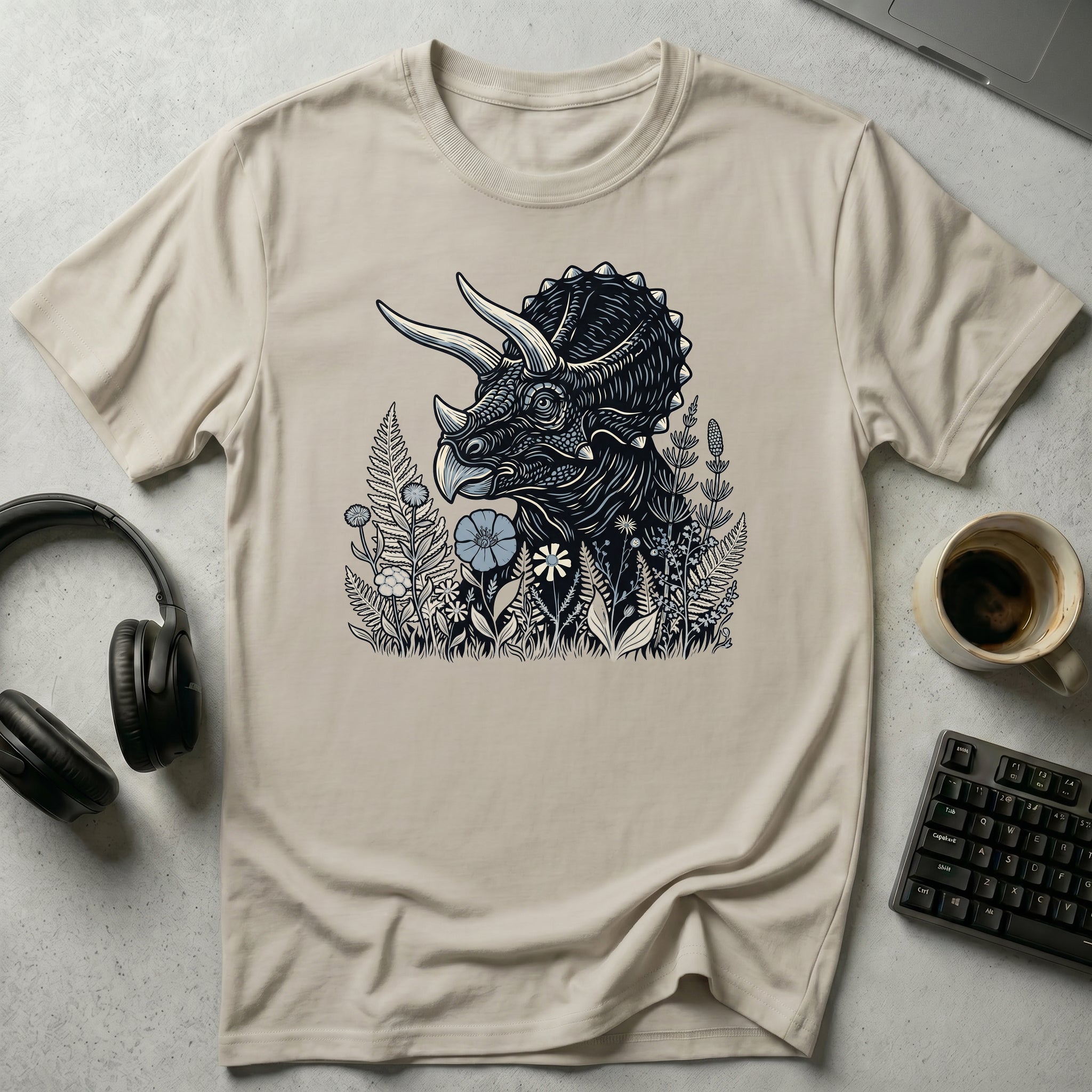 Triceratops Floral T-Shirt