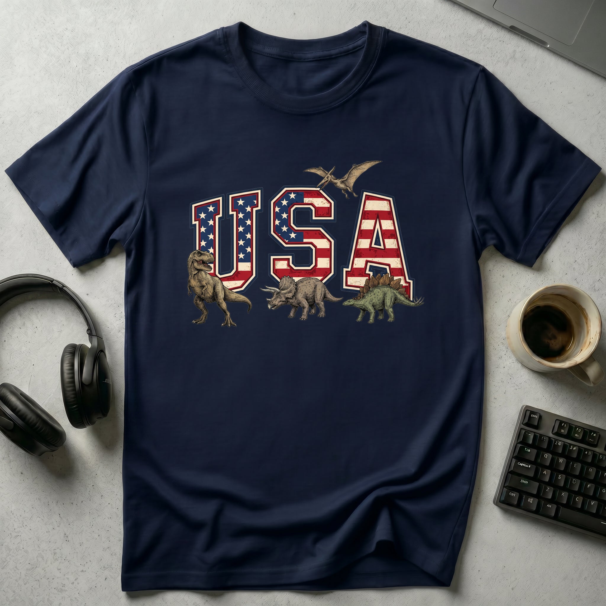 USA Flag Dinosaur T-Shirt