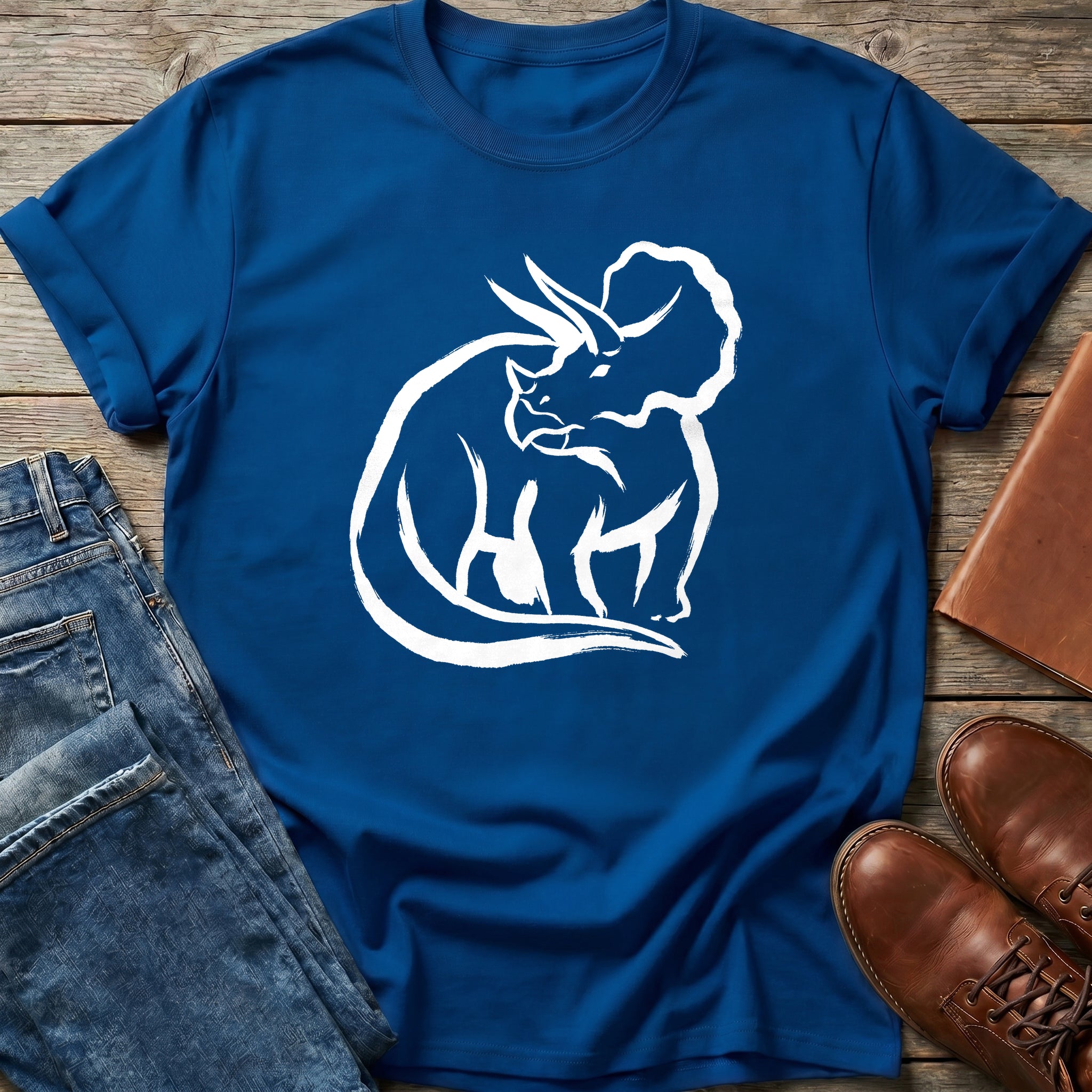Brush Stroke Triceratops T Shirt