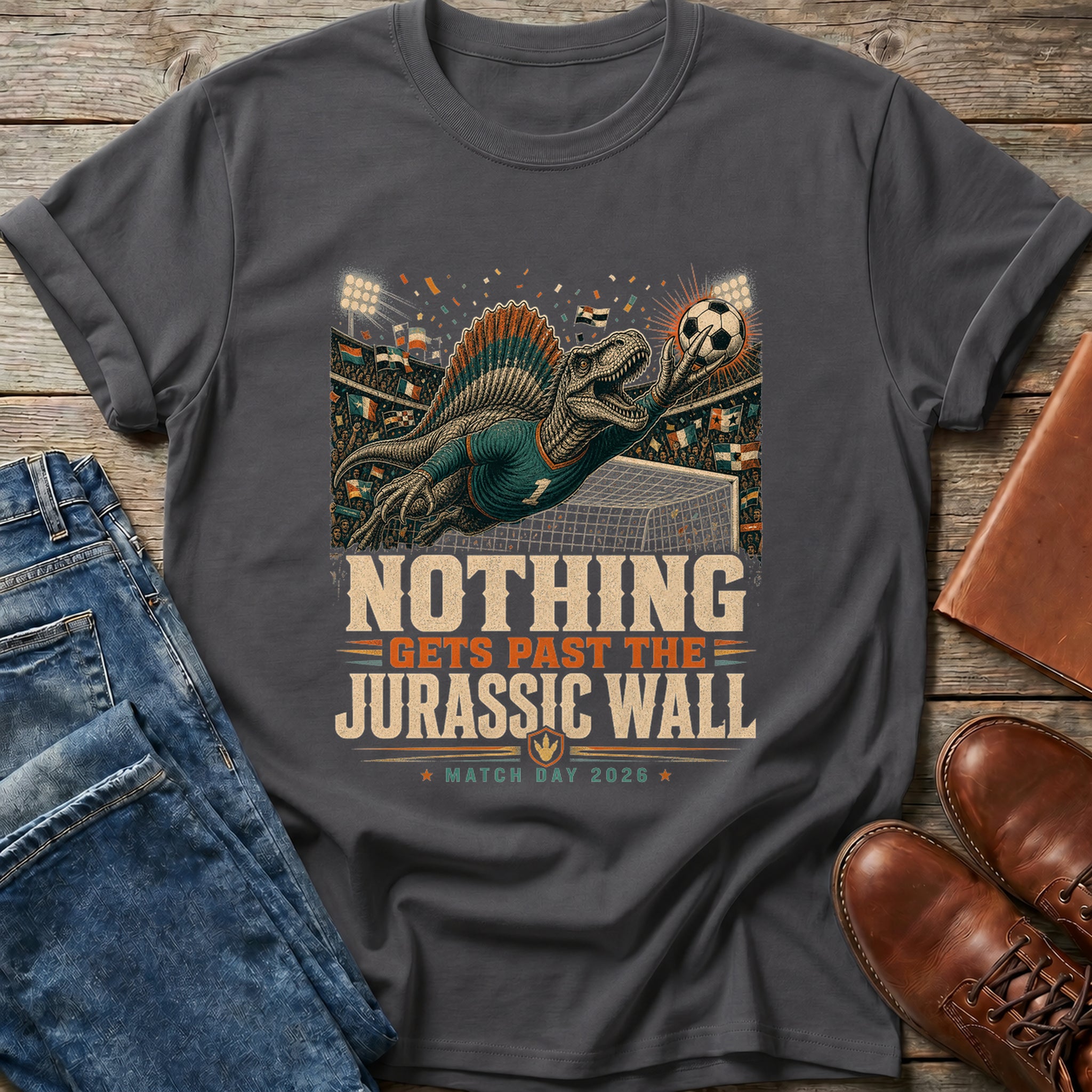 Jurassic Wall Soccer T Shirt