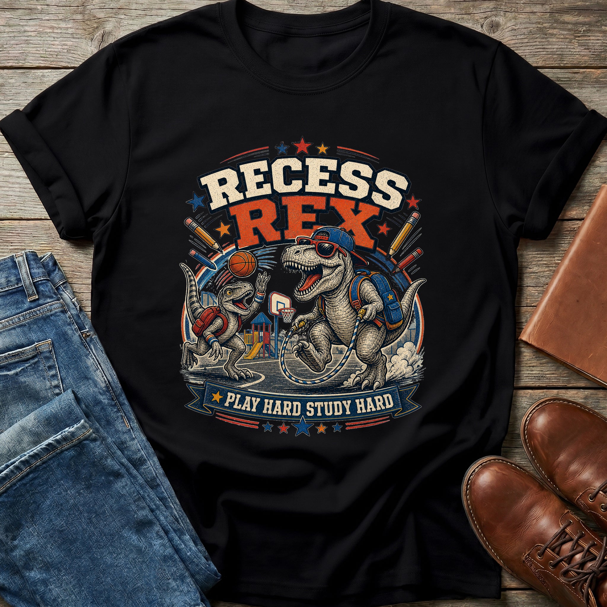 Recess Rex Play Hard T Shirt