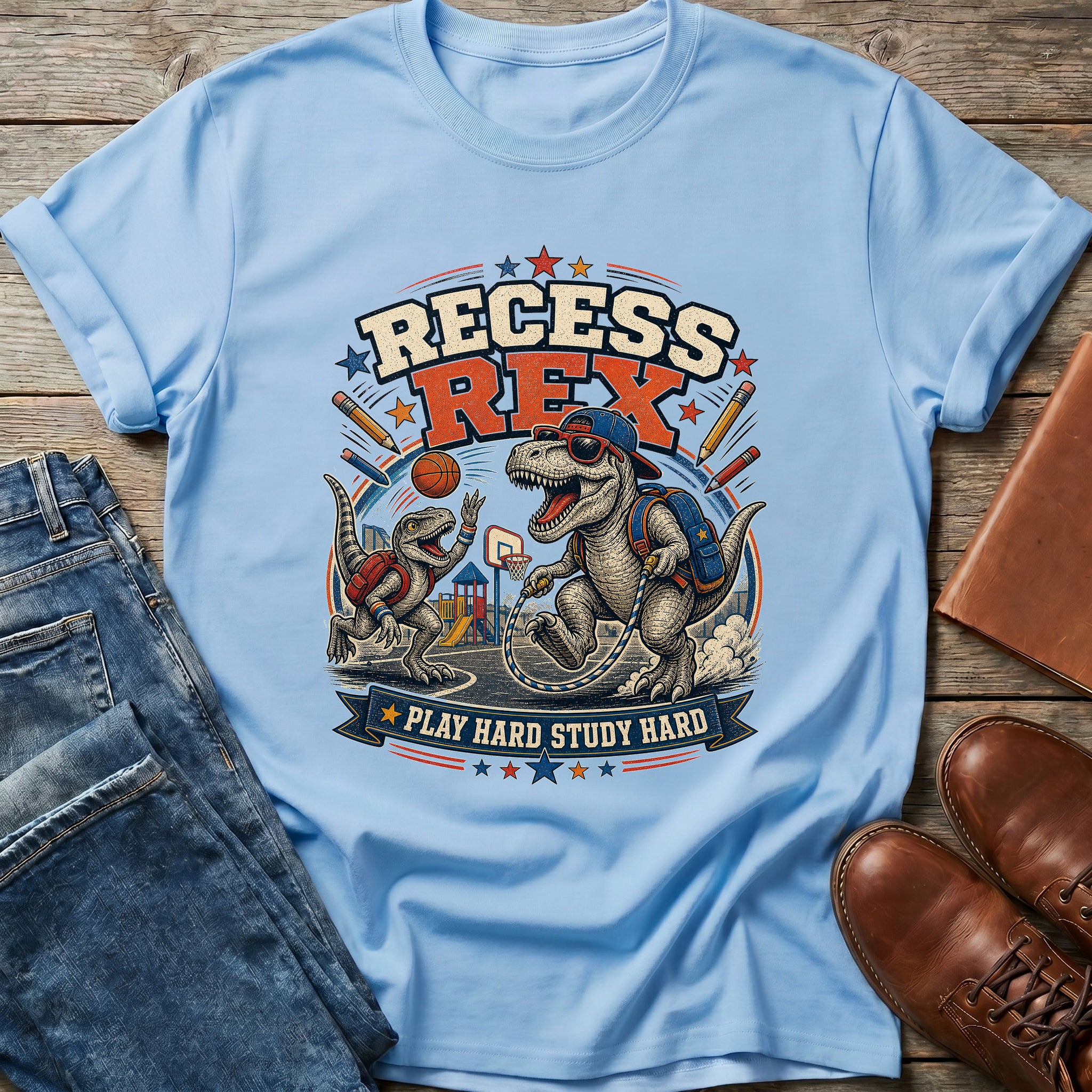 Recess Rex Play Hard T Shirt