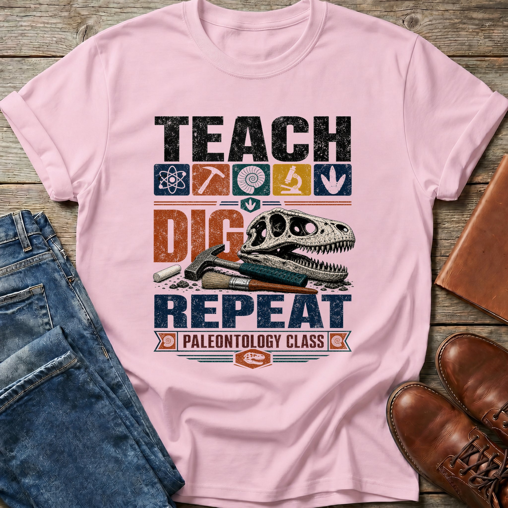 Teach Dig Repeat Dino T Shirt
