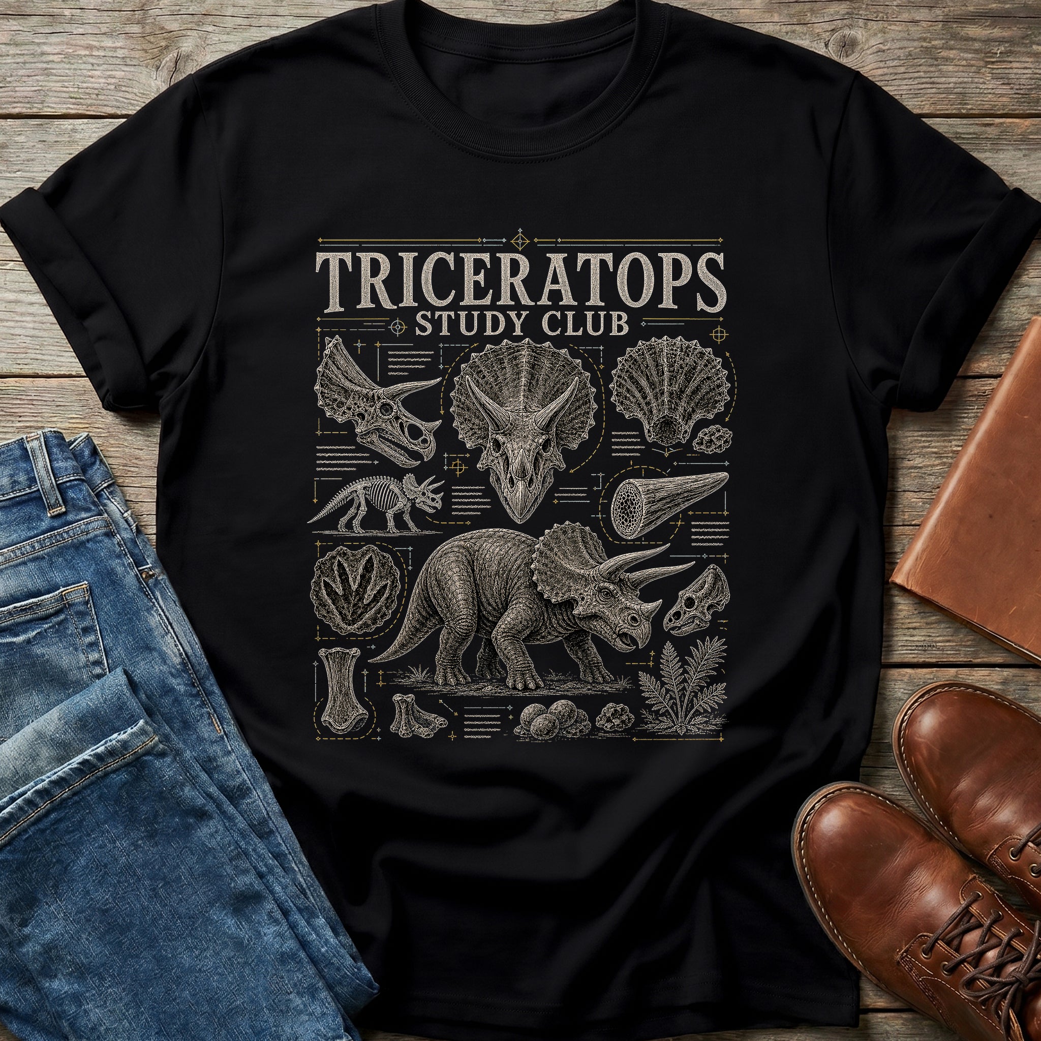 Triceratops Study Club T Shirt