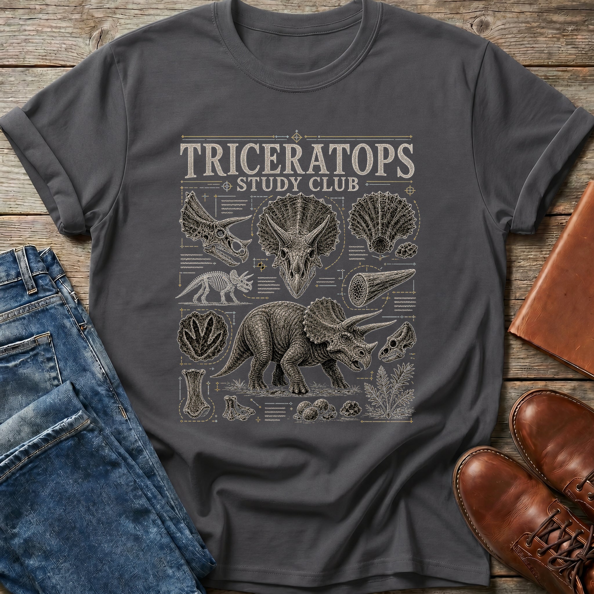 Triceratops Study Club T Shirt