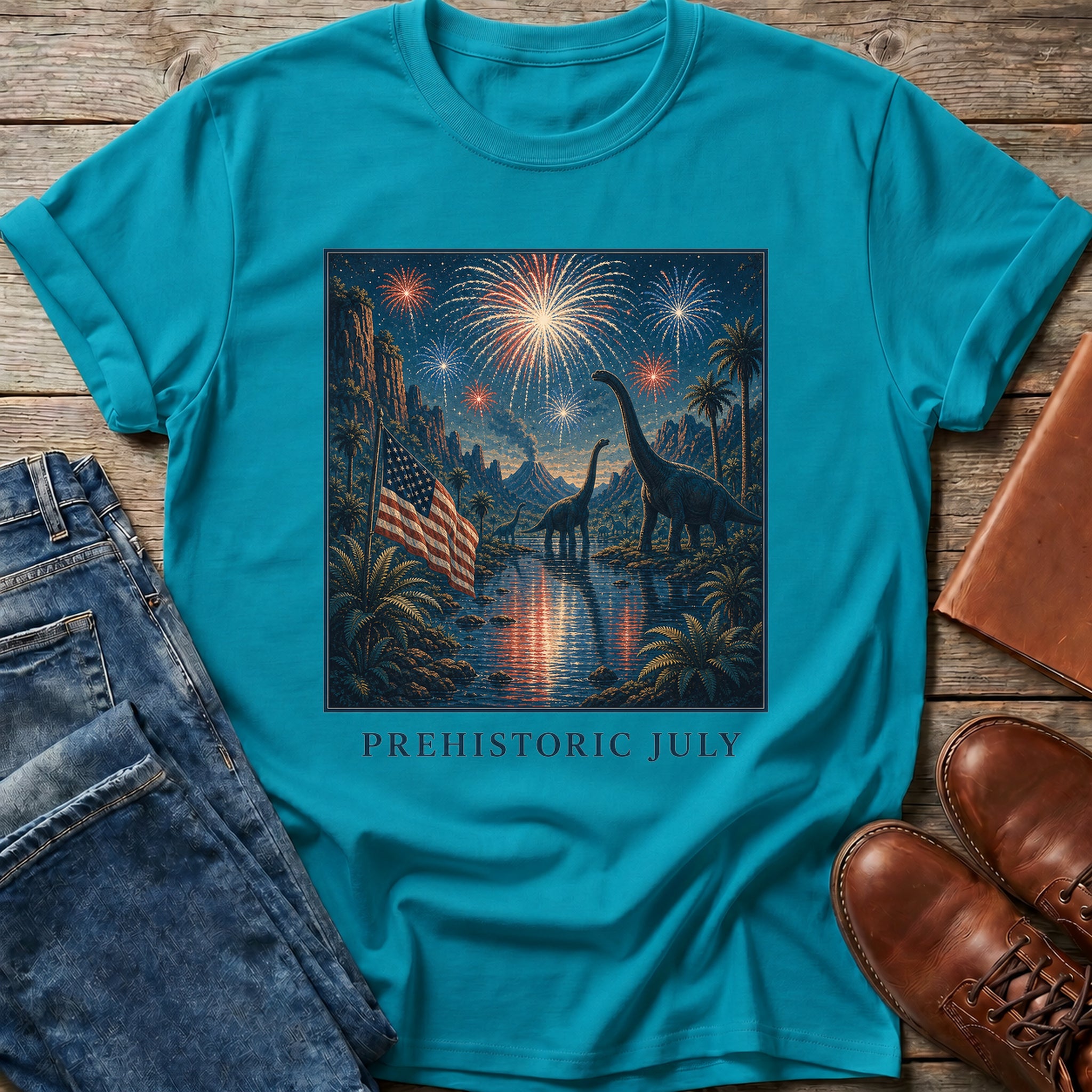 Prehistoric July Fireworks T Shirt