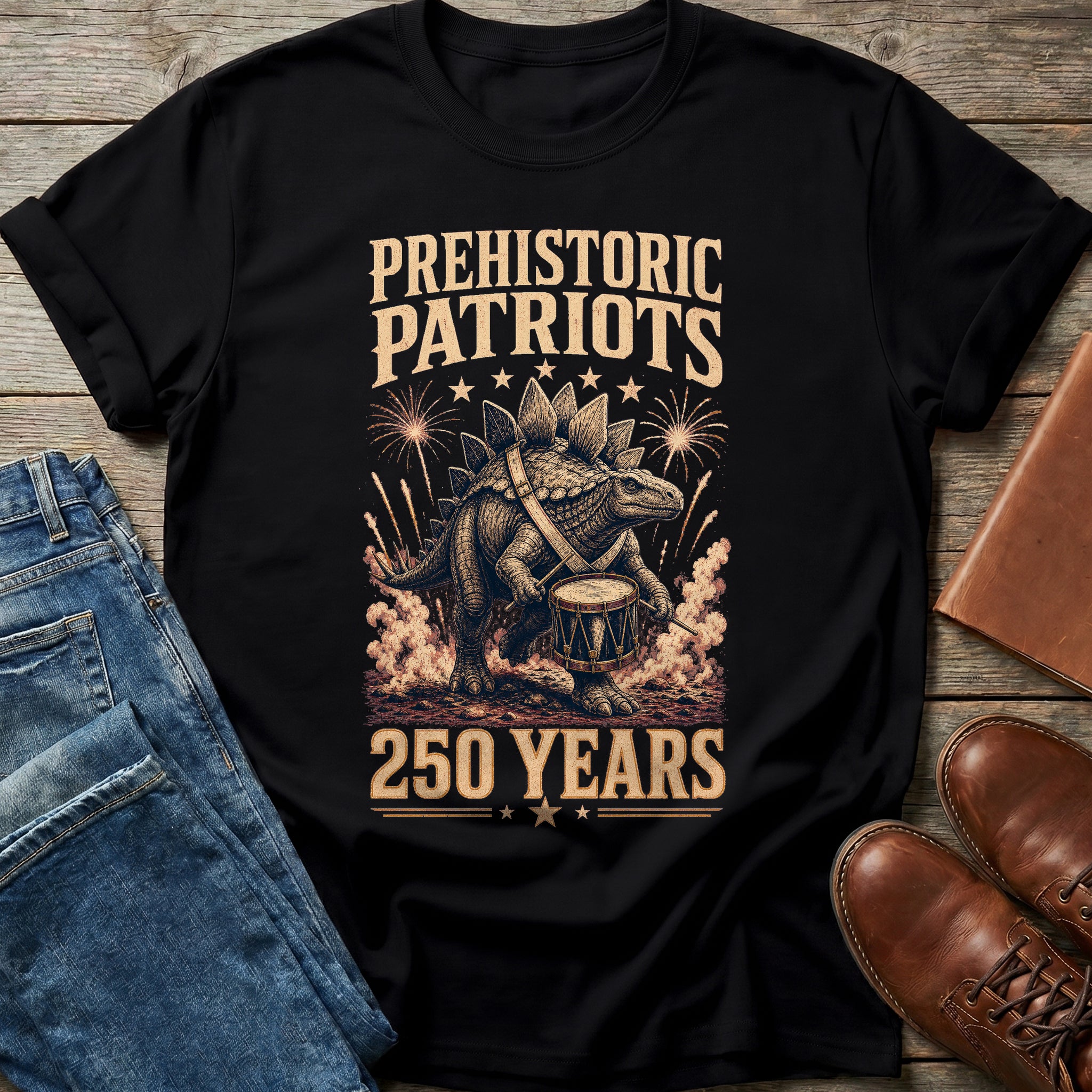 Prehistoric Patriots Drum T Shirt