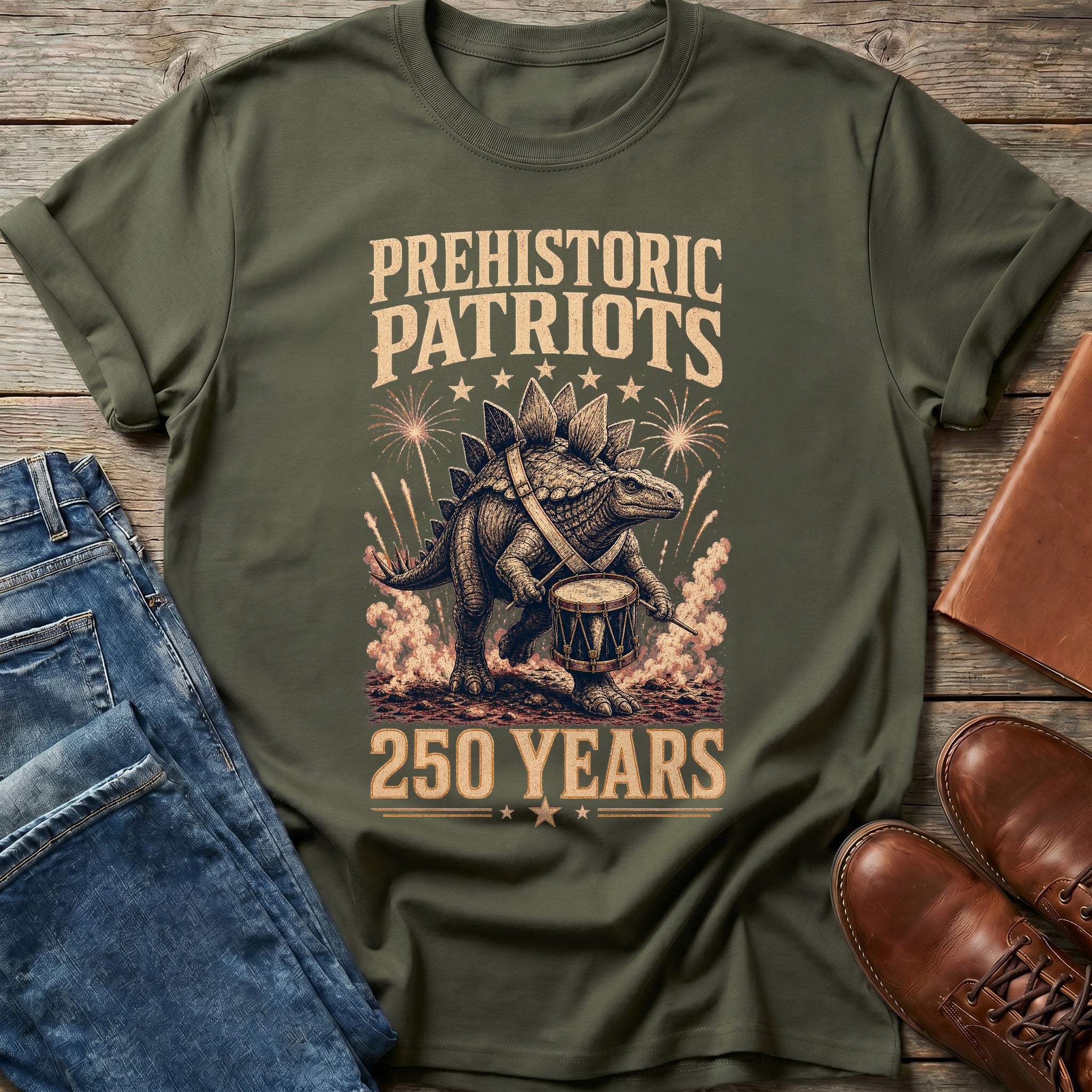 Prehistoric Patriots Drum T Shirt