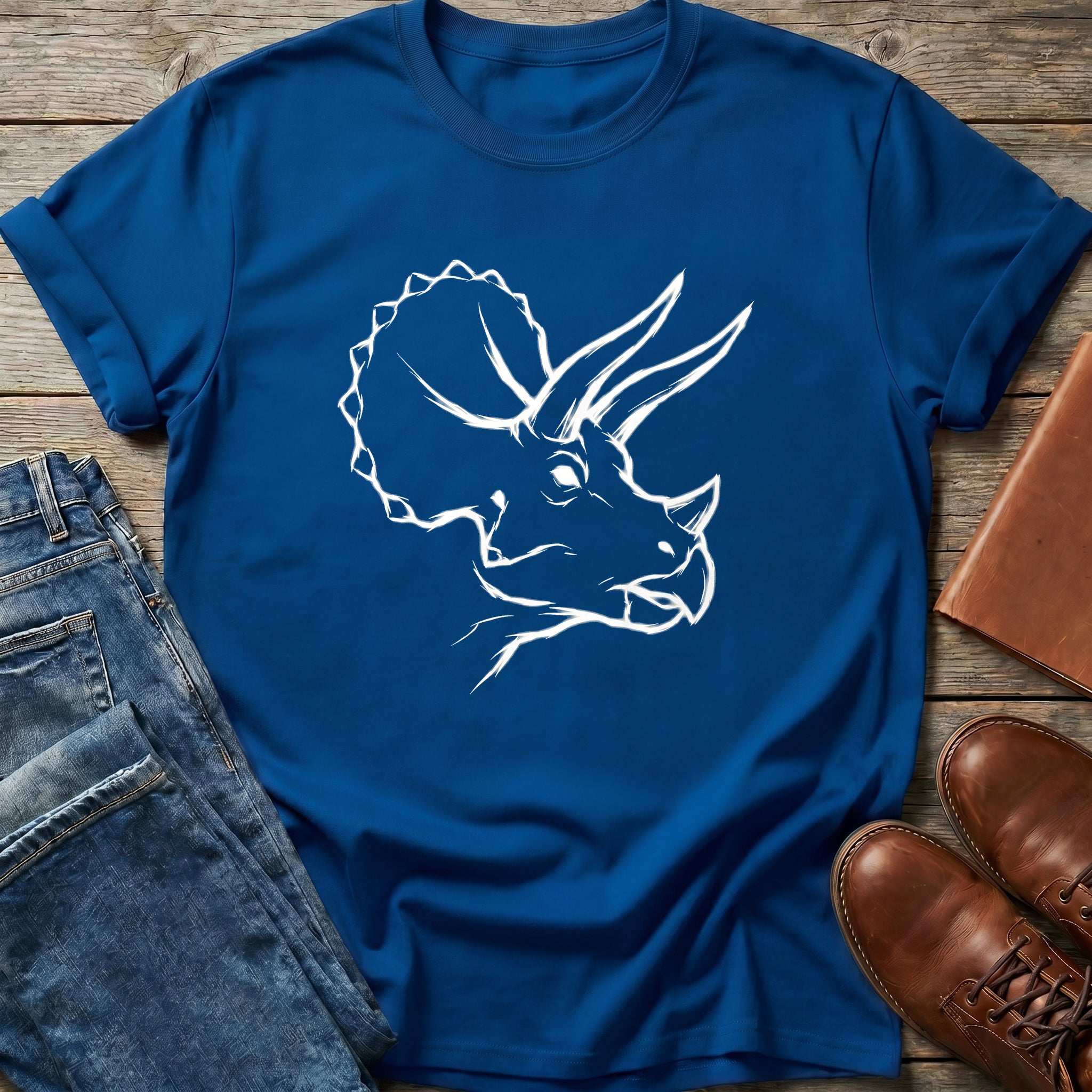 Bold Triceratops Outline T Shirt
