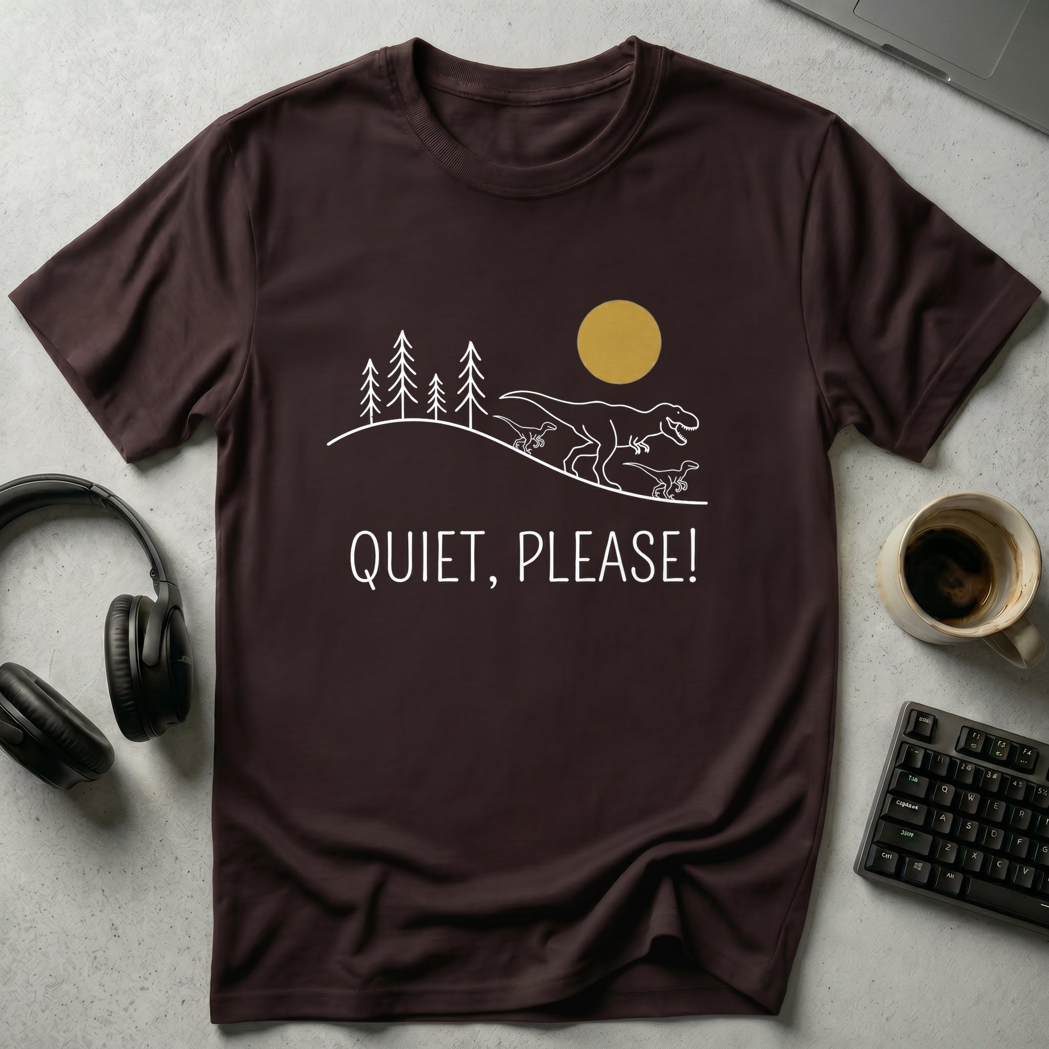 Quiet Please Dinosaur T Shirt