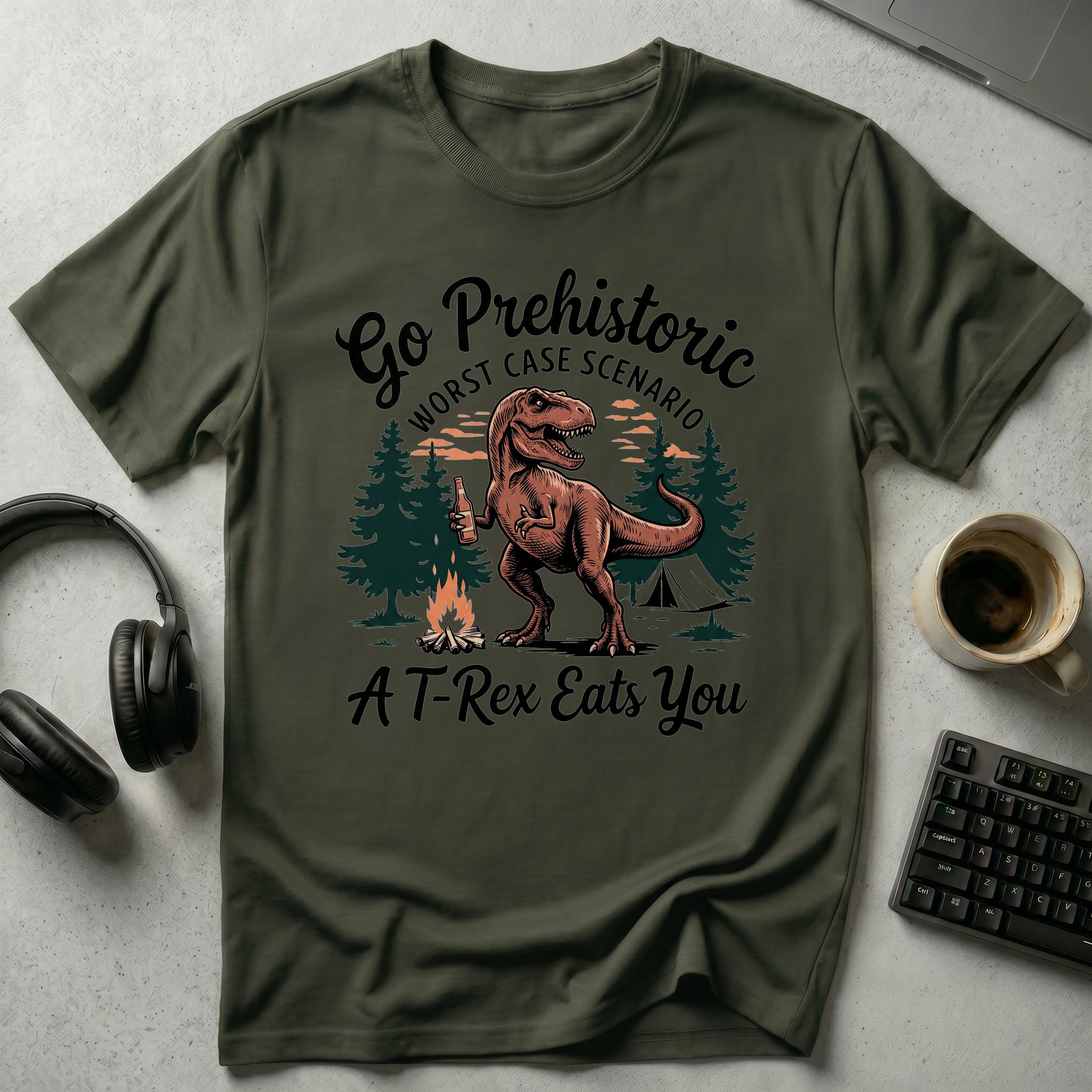 Go Prehistoric Camp T Shirt