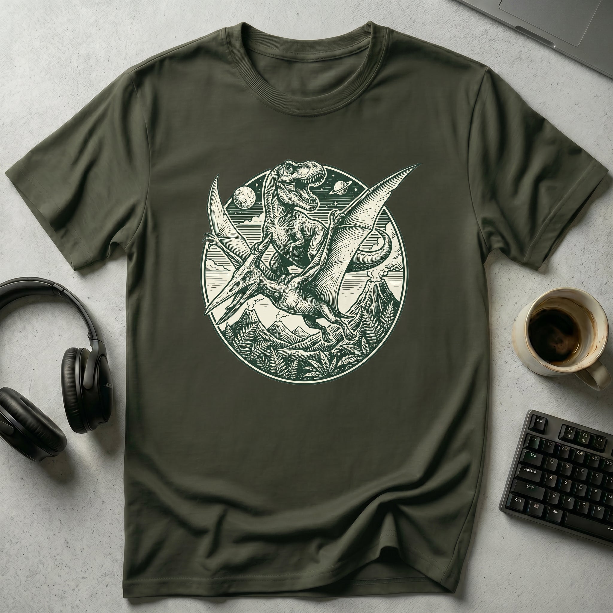 T-Rex Riding Pterodactyl T Shirt