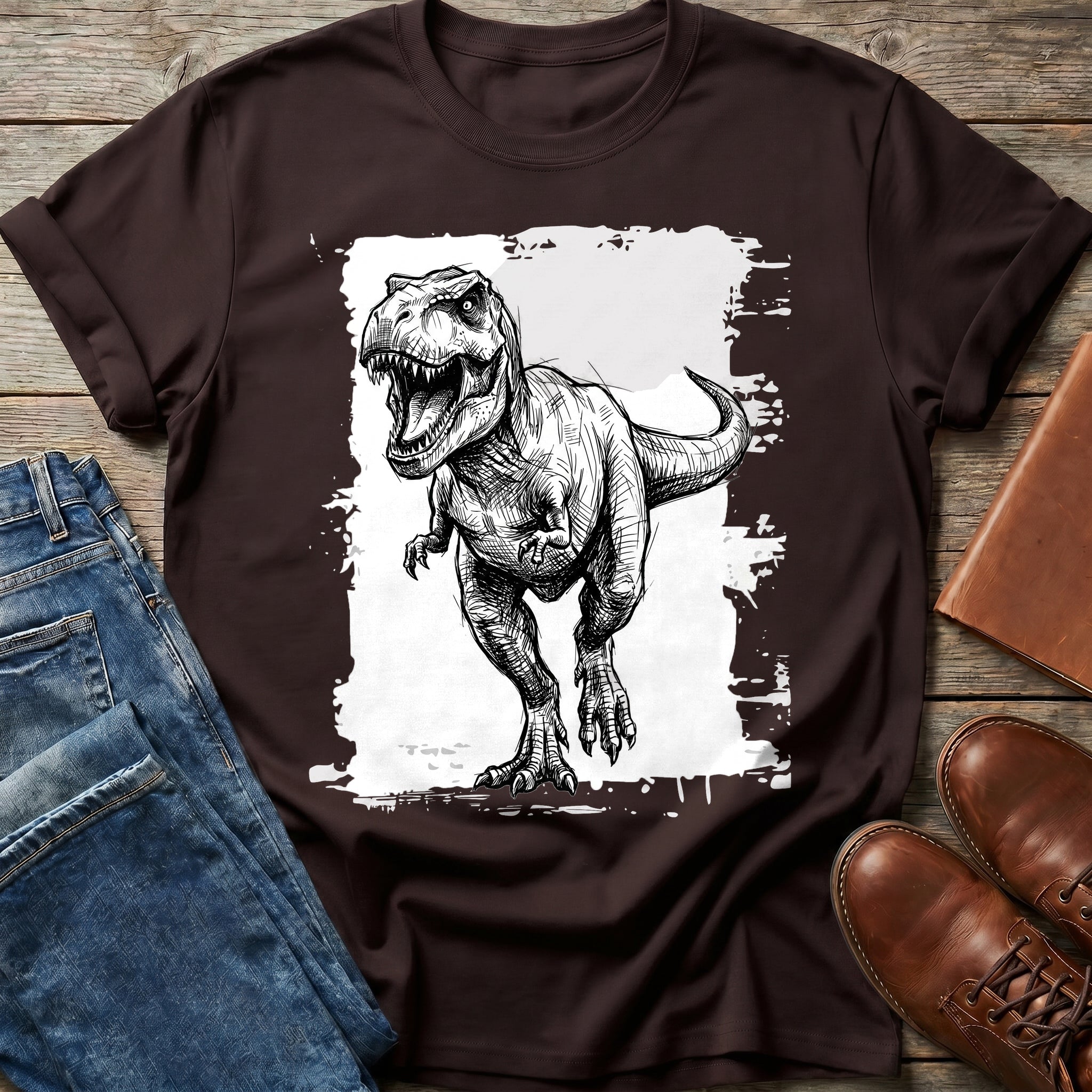 Fierce Sketch T-Rex T Shirt