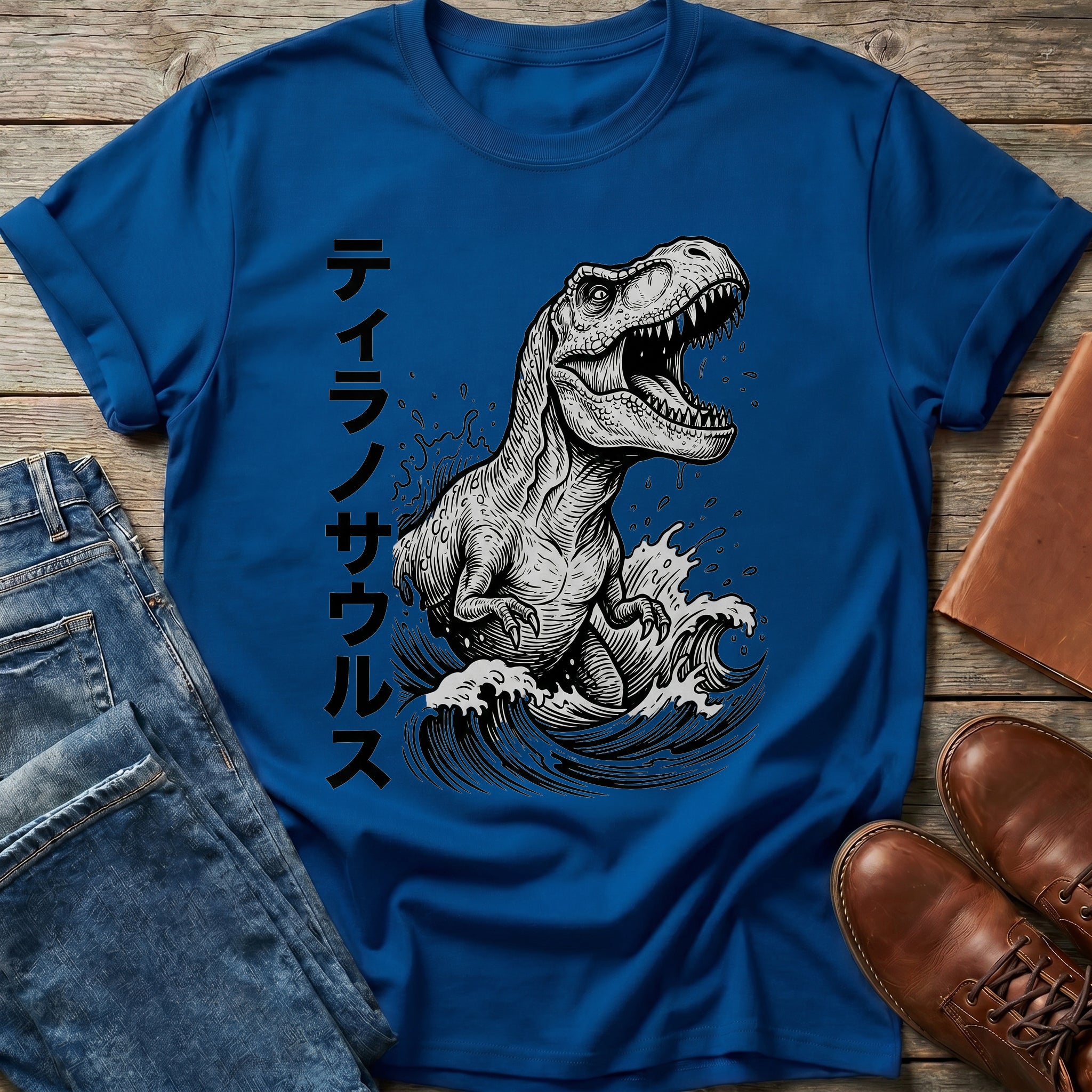 T-Rex Surfs the Waves T Shirt