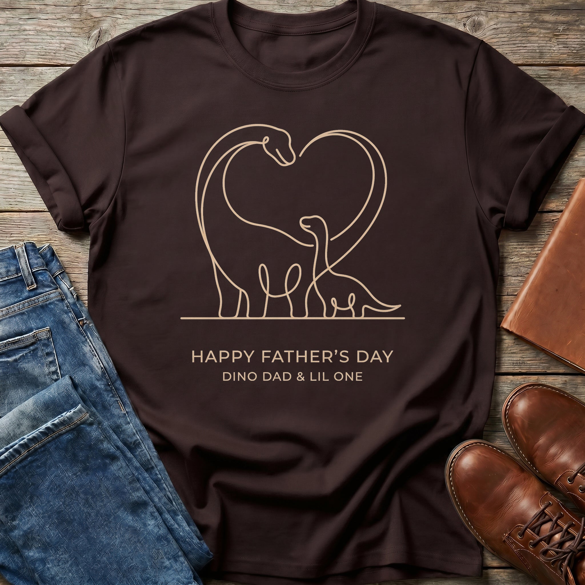 Dino Dad & Lil One Heart T Shirt