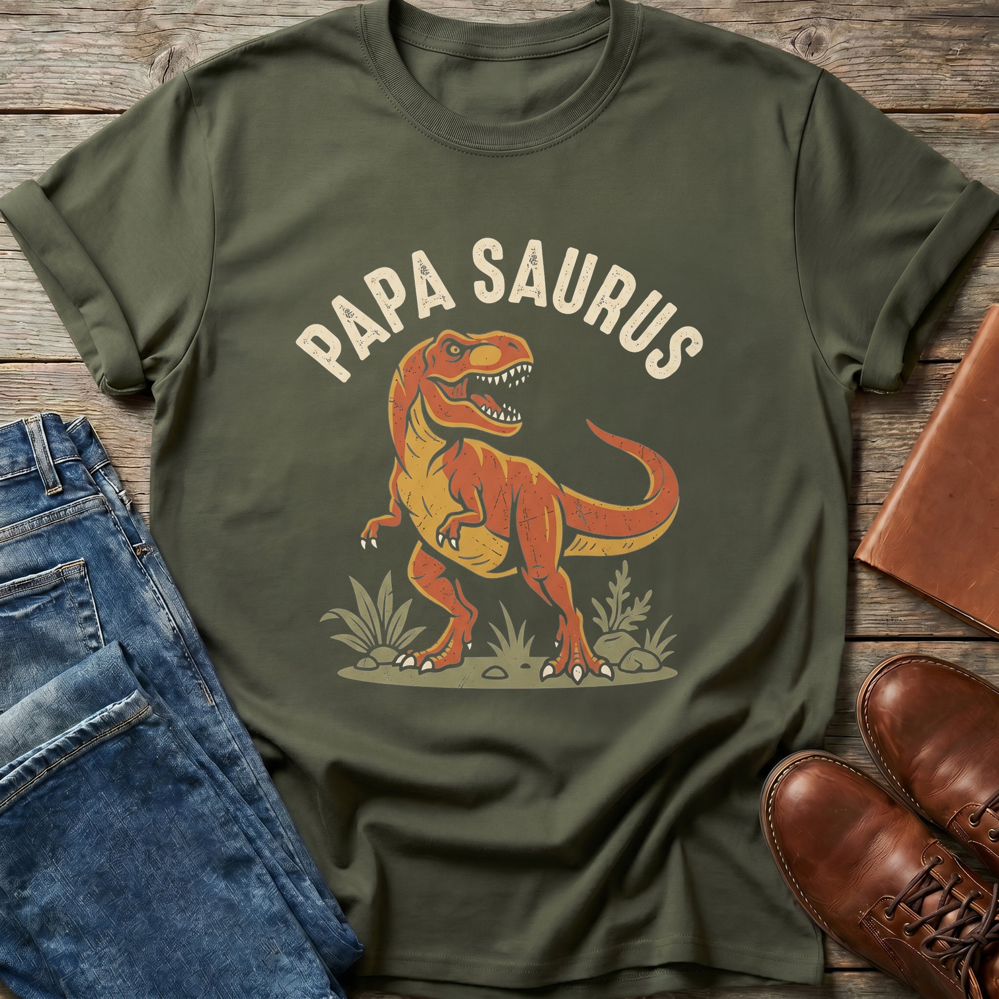 Papa Saurus Roar T Shirt