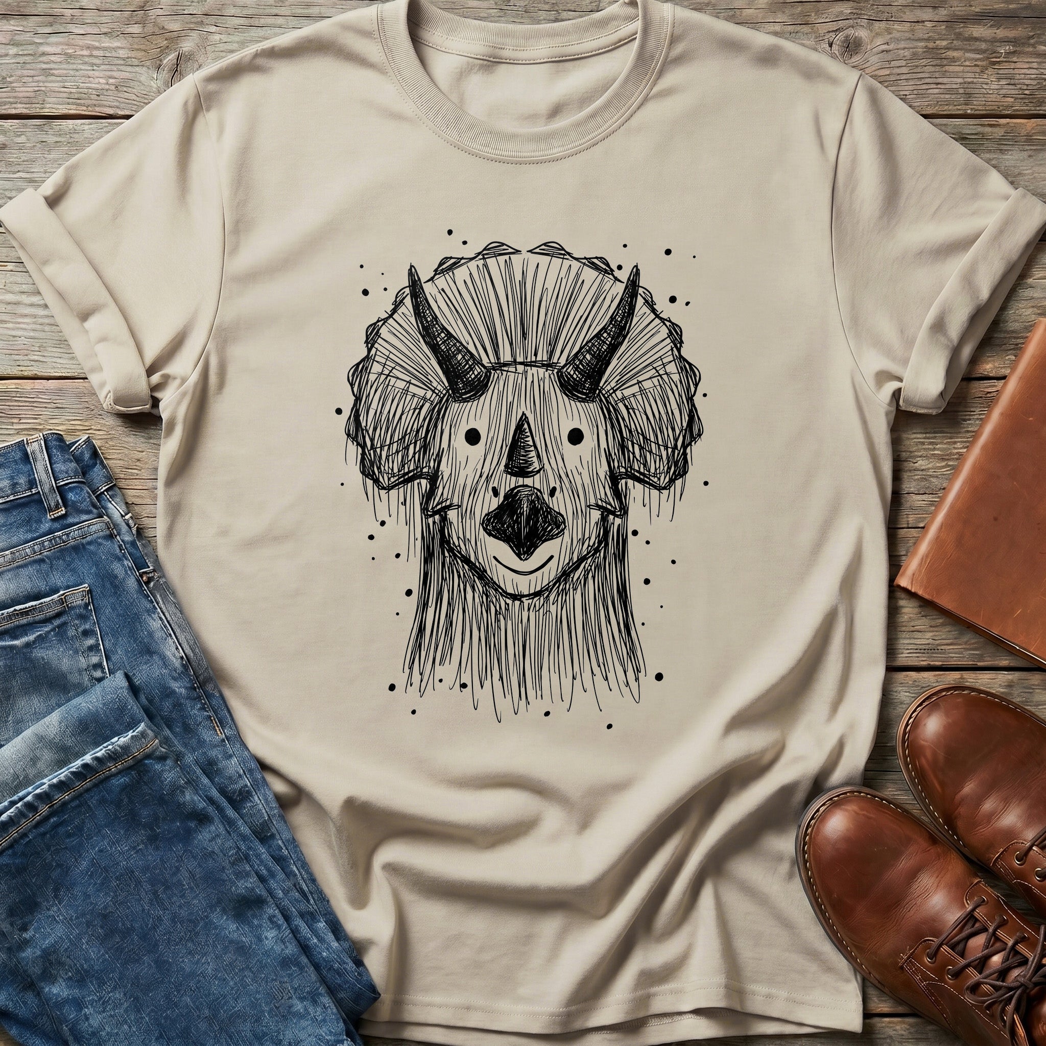 Scribble Triceratops T Shirt