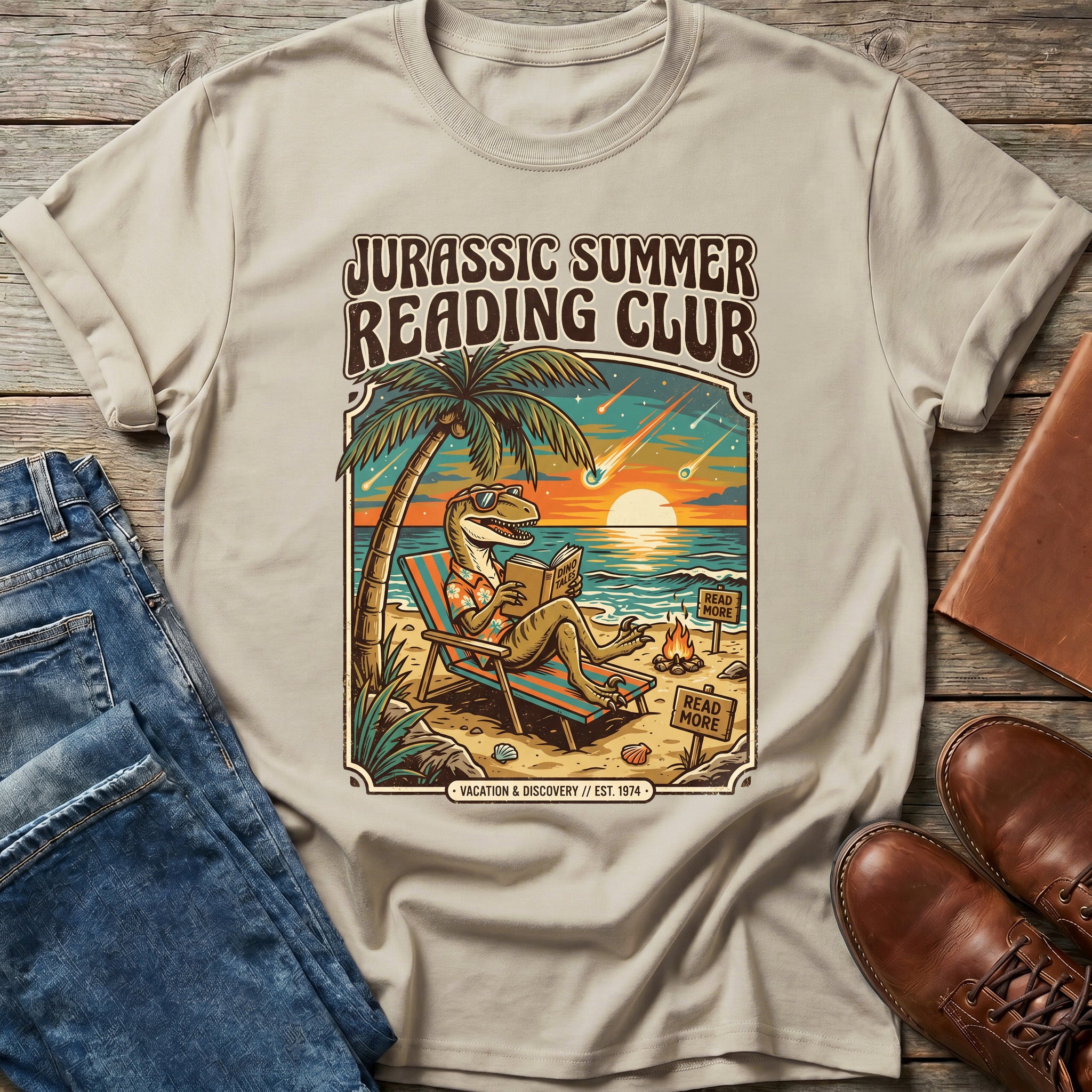 Jurassic Summer Reading T Shirt