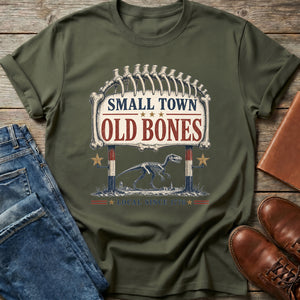 Small Town Old Bones dinosaur T-shirt in Military Green