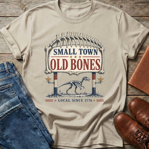 Small Town Old Bones dinosaur T-shirt in Natural