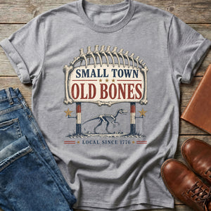 Small Town Old Bones dinosaur T-shirt in Sport Grey