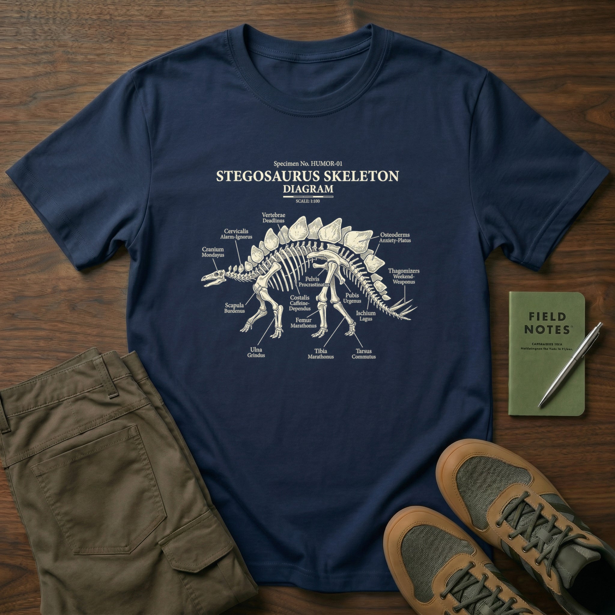 Stegosaurus Skeleton Diagram T-Shirt