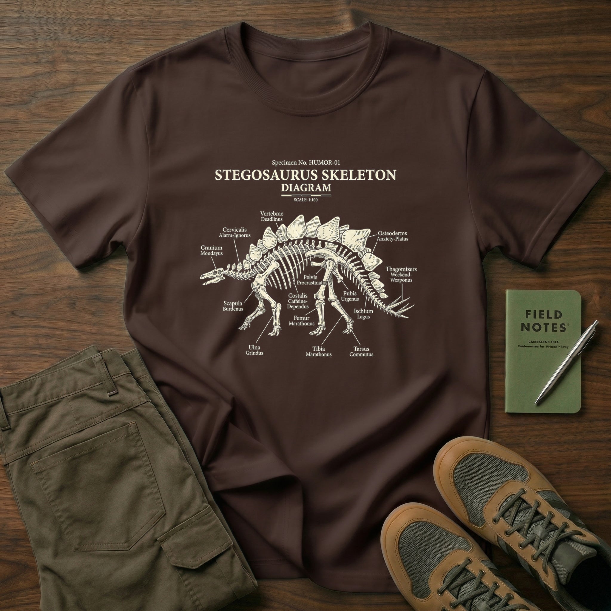 Stegosaurus Skeleton Diagram T-Shirt