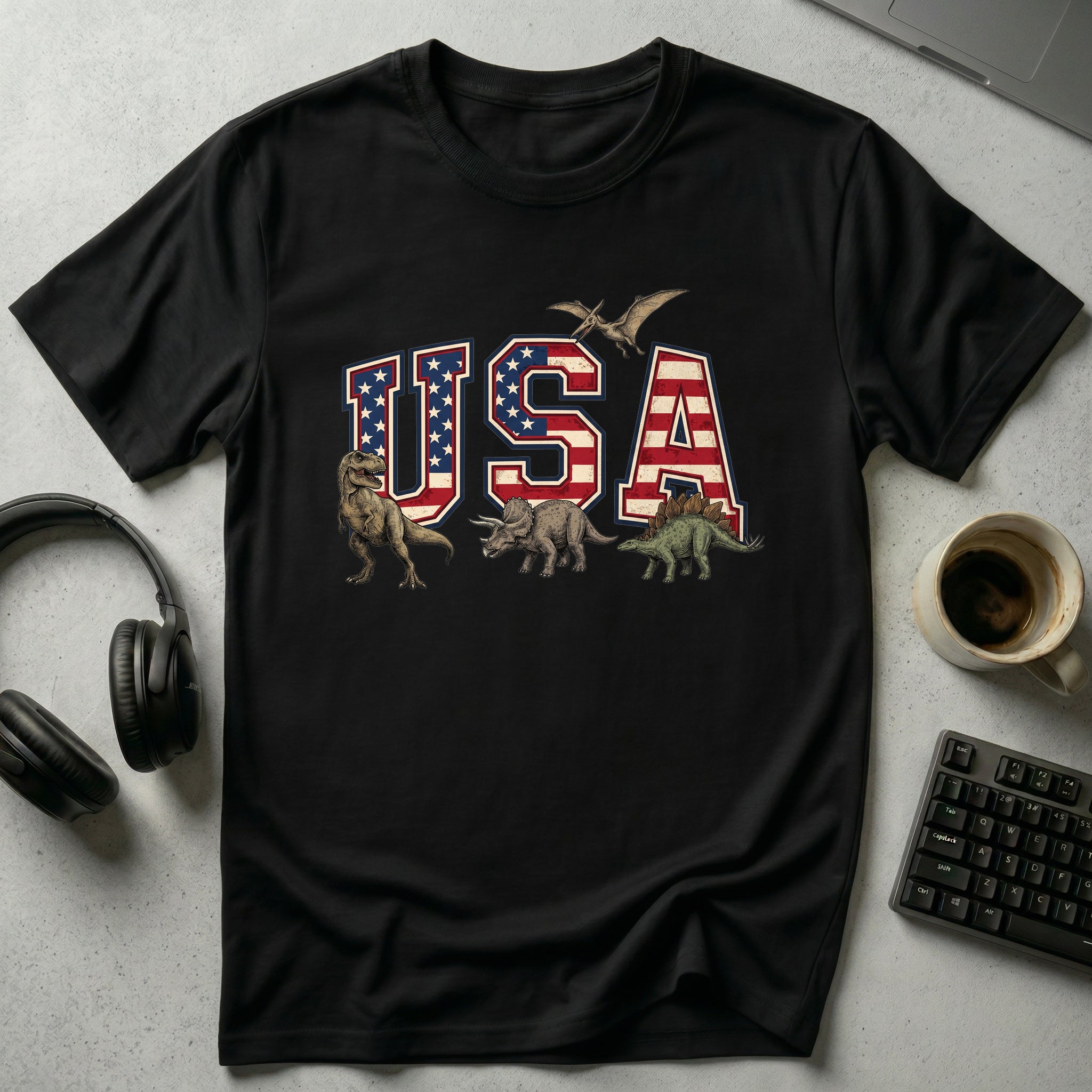 USA Flag Dinosaur T-Shirt