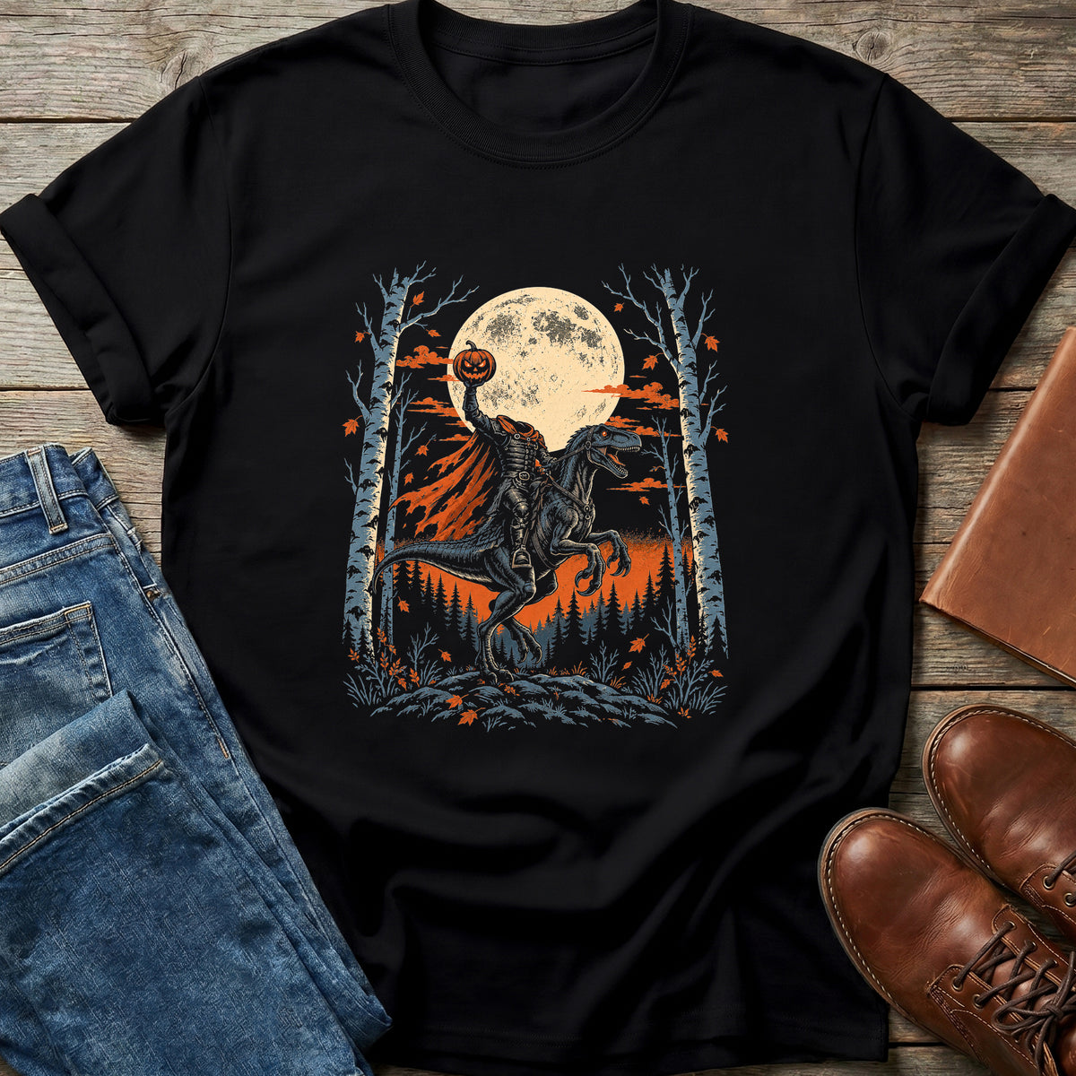 Pumpkin Head Rex Rider T Shirt