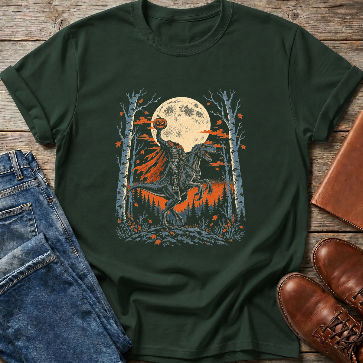 Pumpkin Head Rex Rider T Shirt