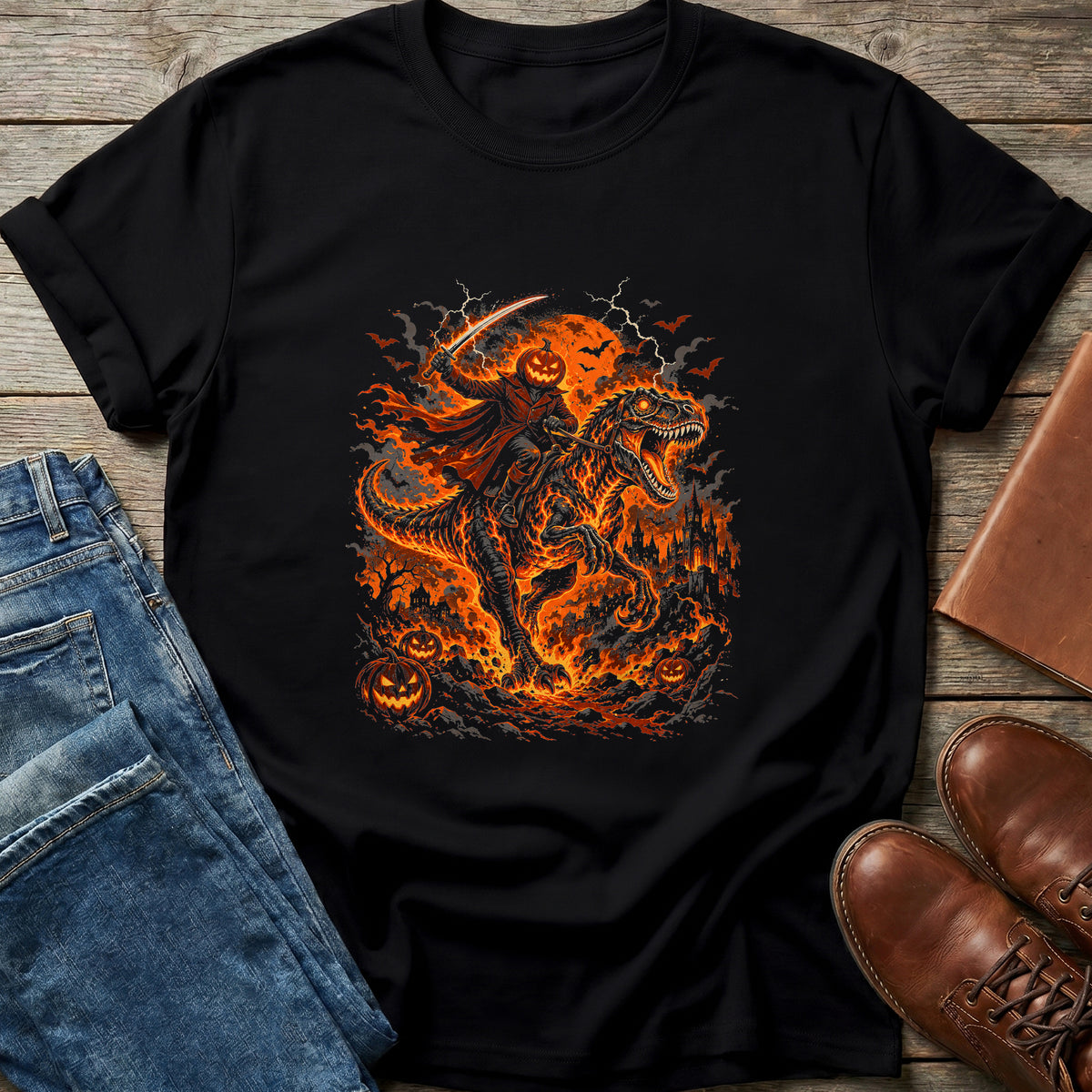 Hellfire Rider T-Rex T Shirt
