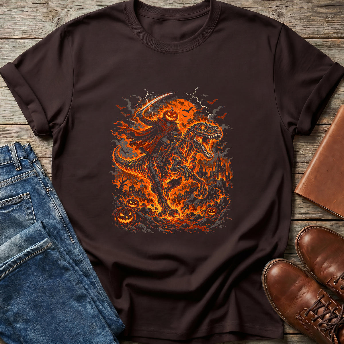 Hellfire Rider T-Rex T Shirt