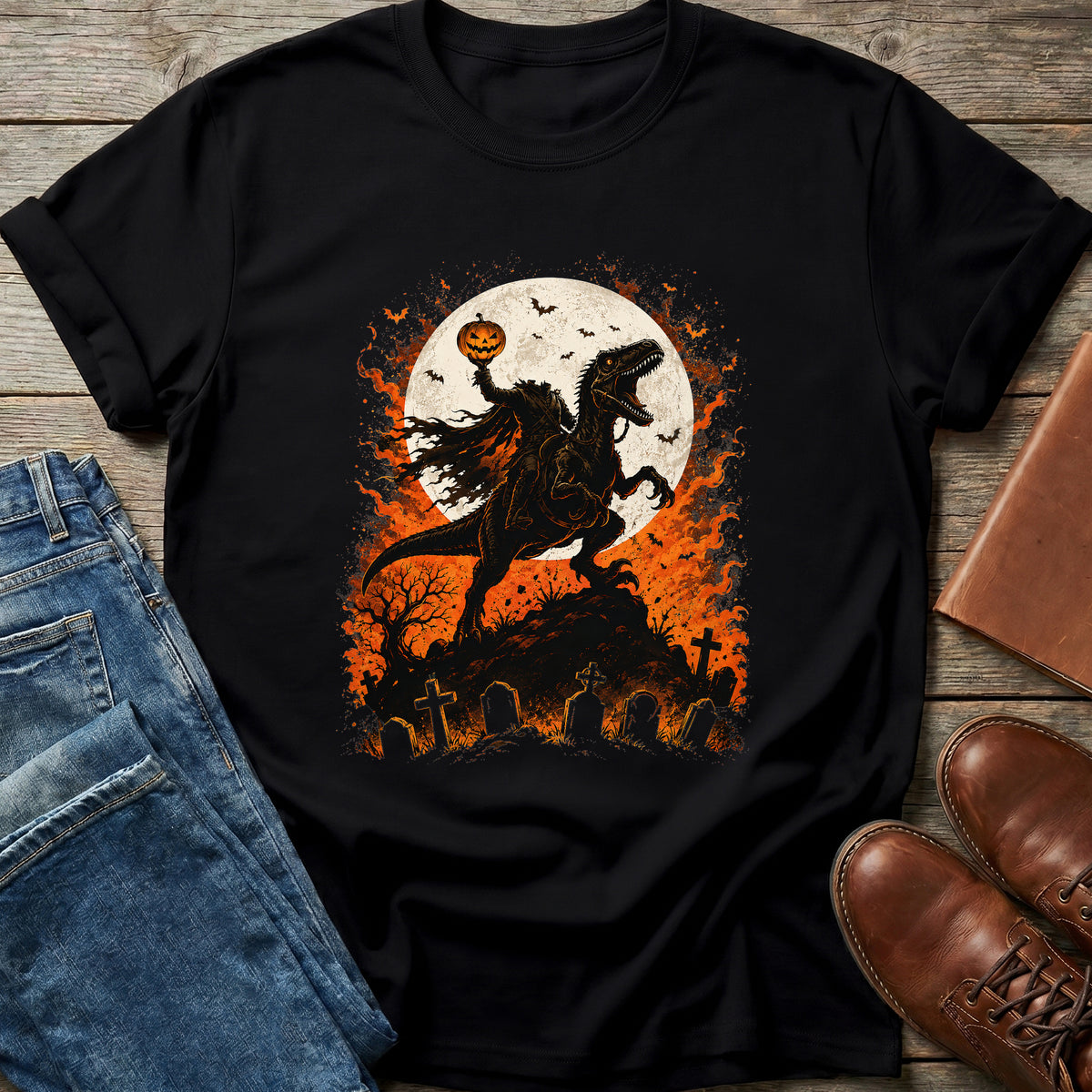 Dino Pumpkin Rider T Shirt