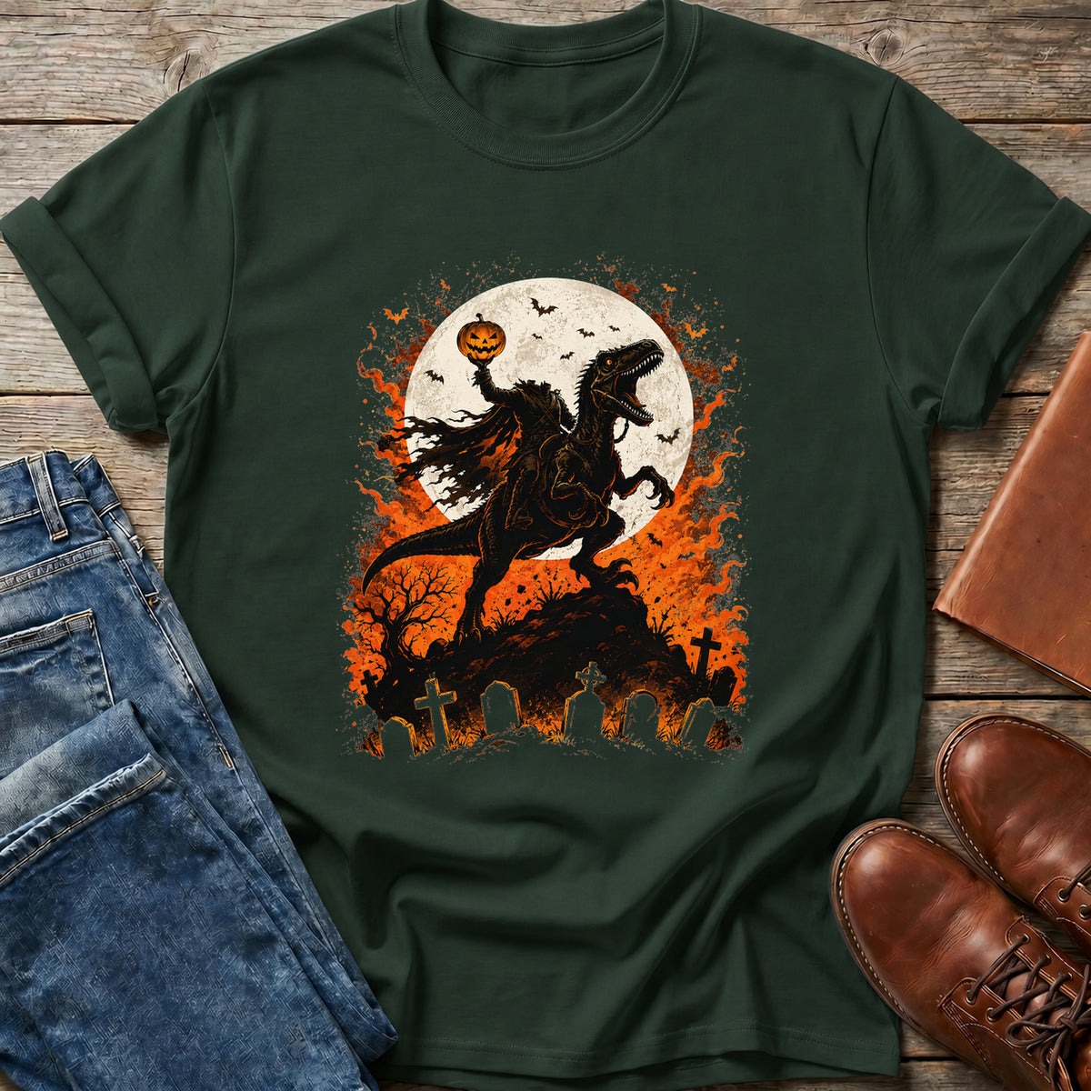 Dino Pumpkin Rider T Shirt