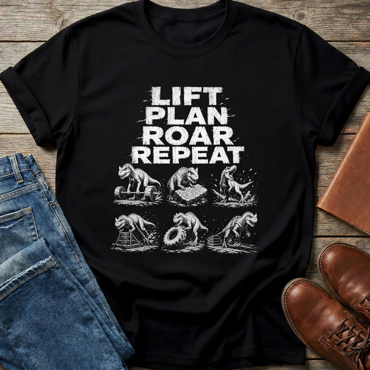 Dino Workout Repeat T Shirt