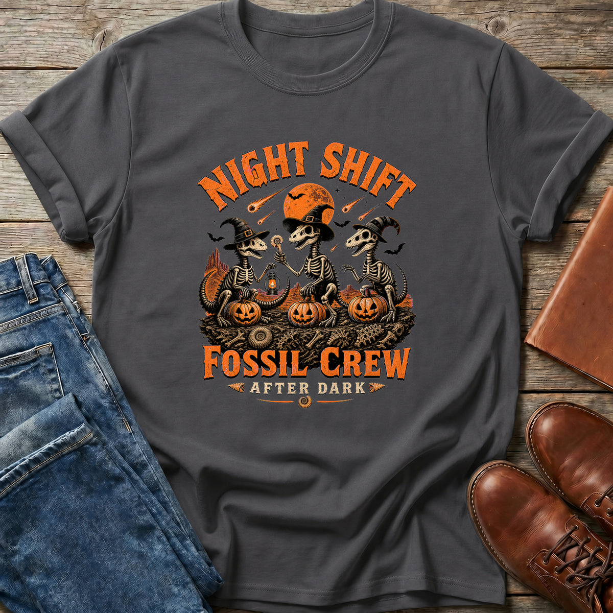 Night Shift Fossil Crew T Shirt