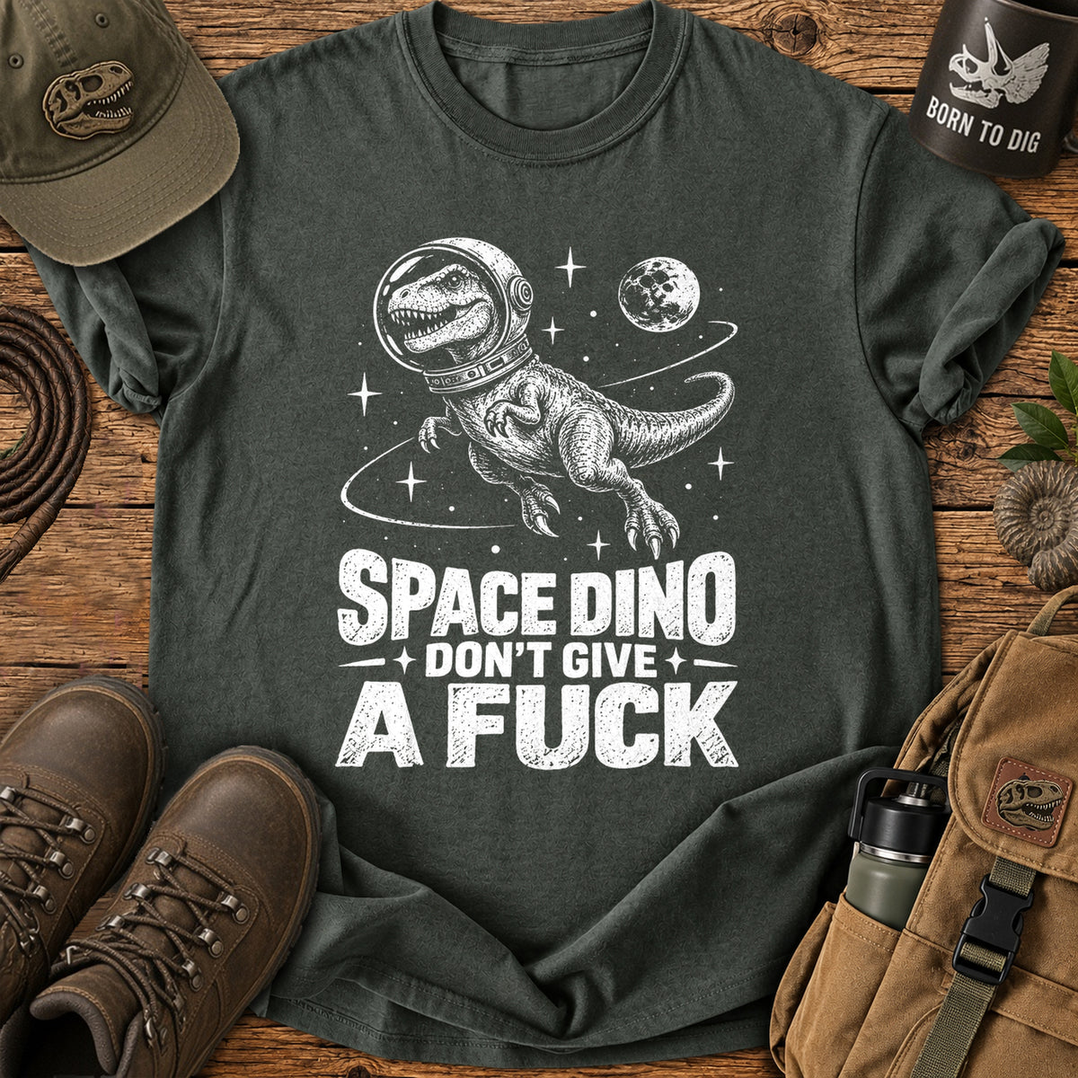 Space Dino Don't Give A Fuck T Shirt