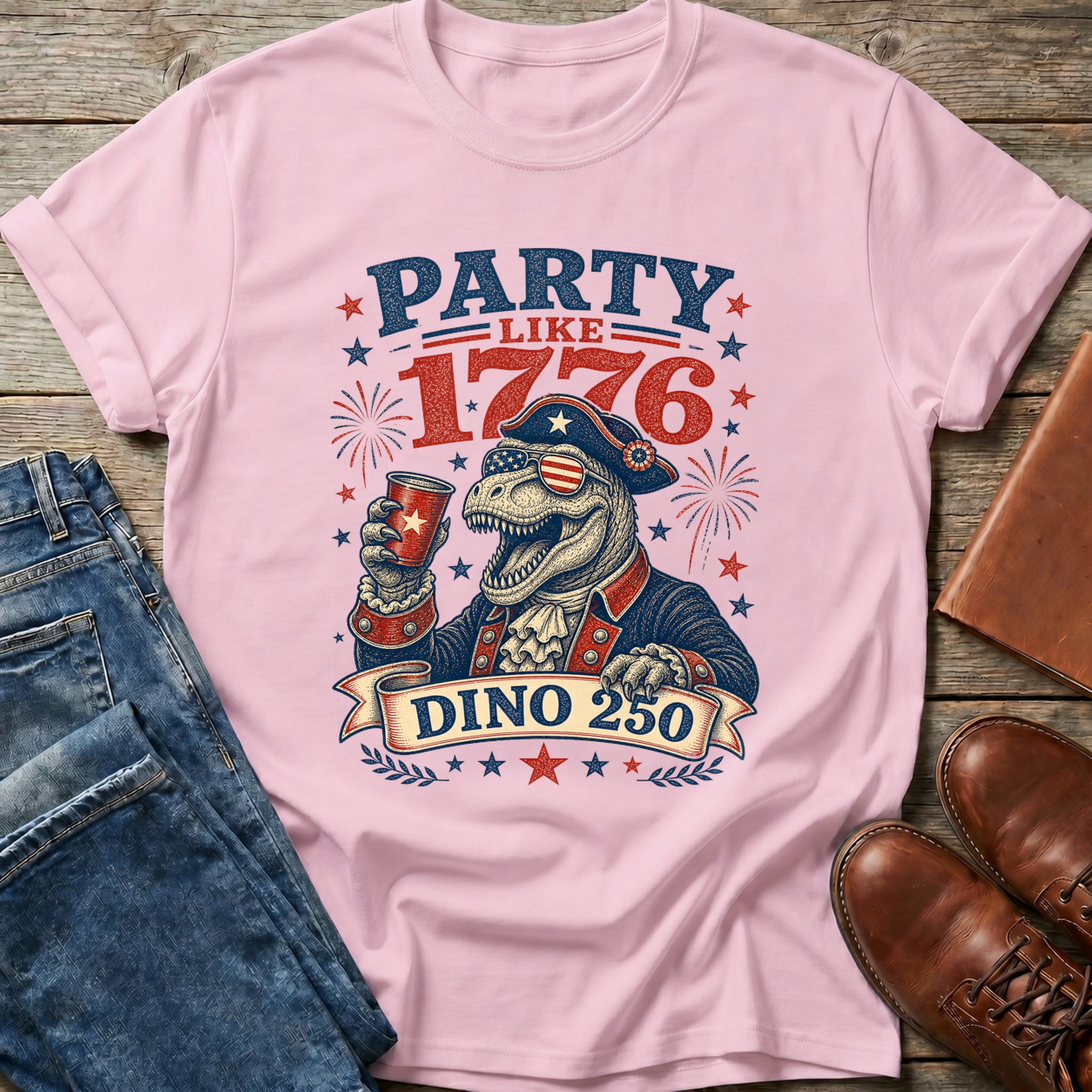 Party Like 1776 Dino T Shirt