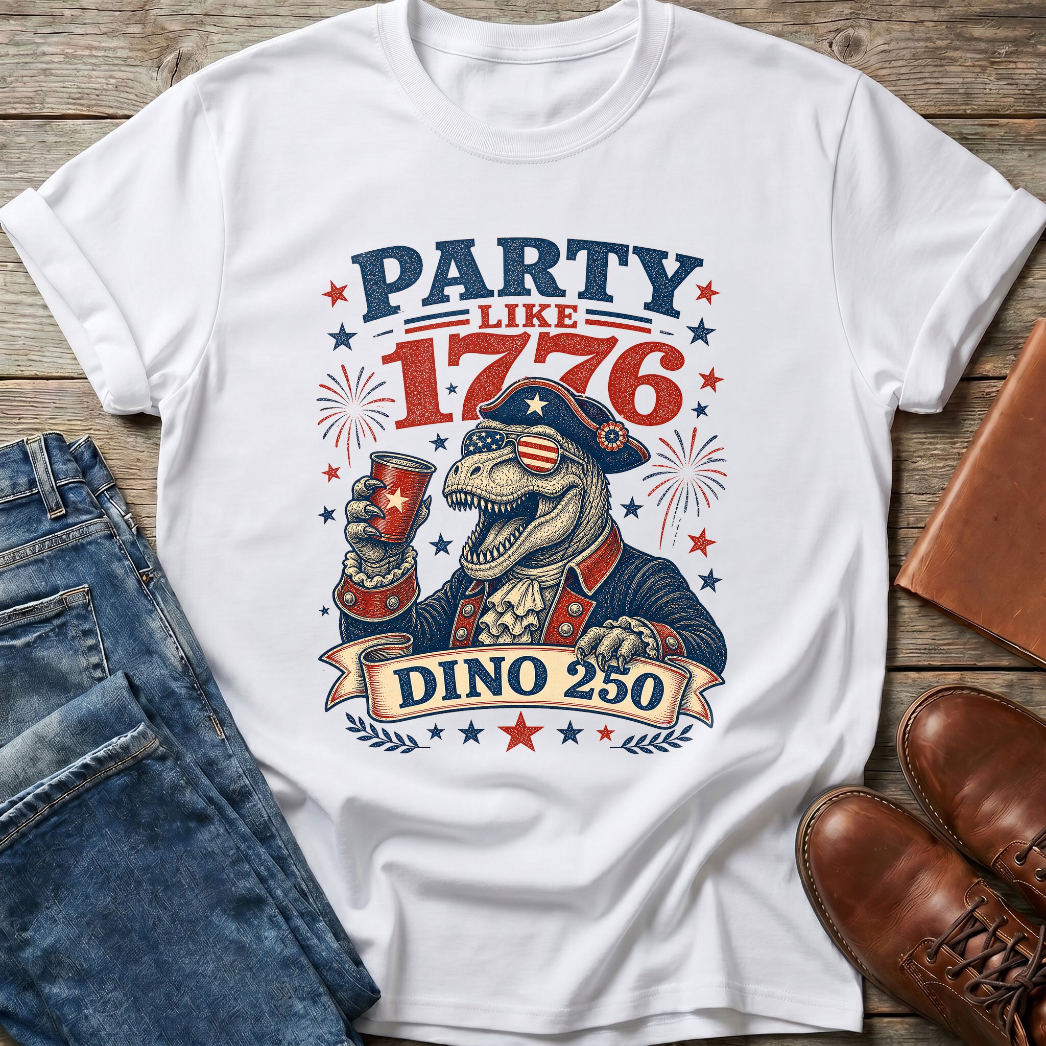 Party Like 1776 Dino T Shirt