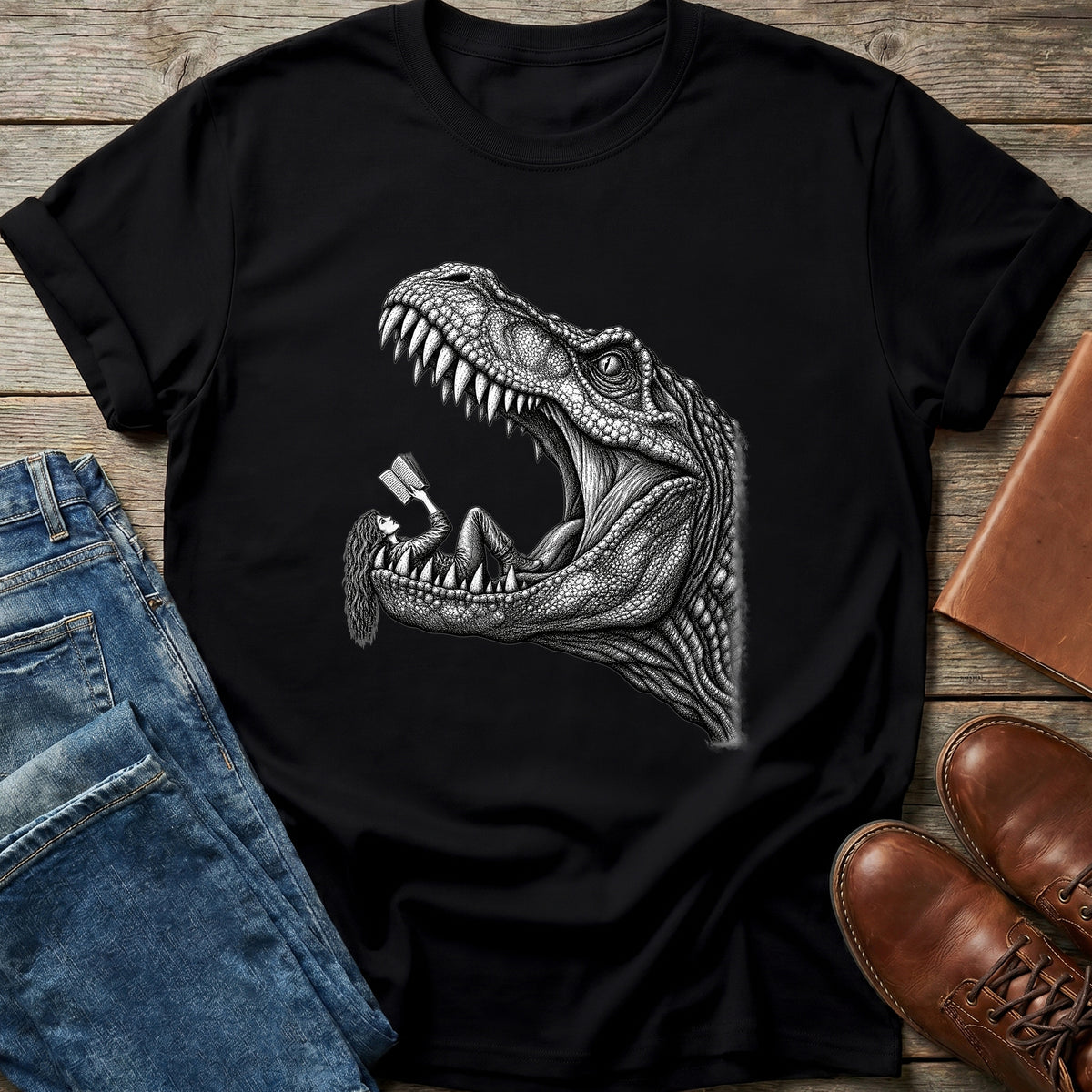 Dino Reads T Shirt