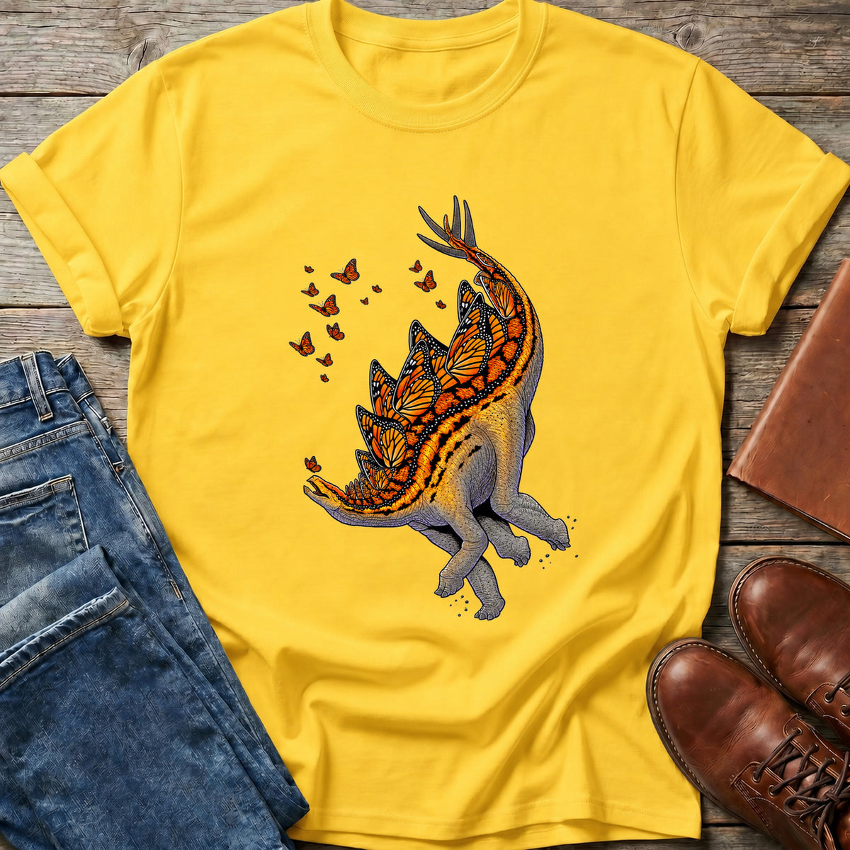 Stegosaurus Butterfly Wings T Shirt