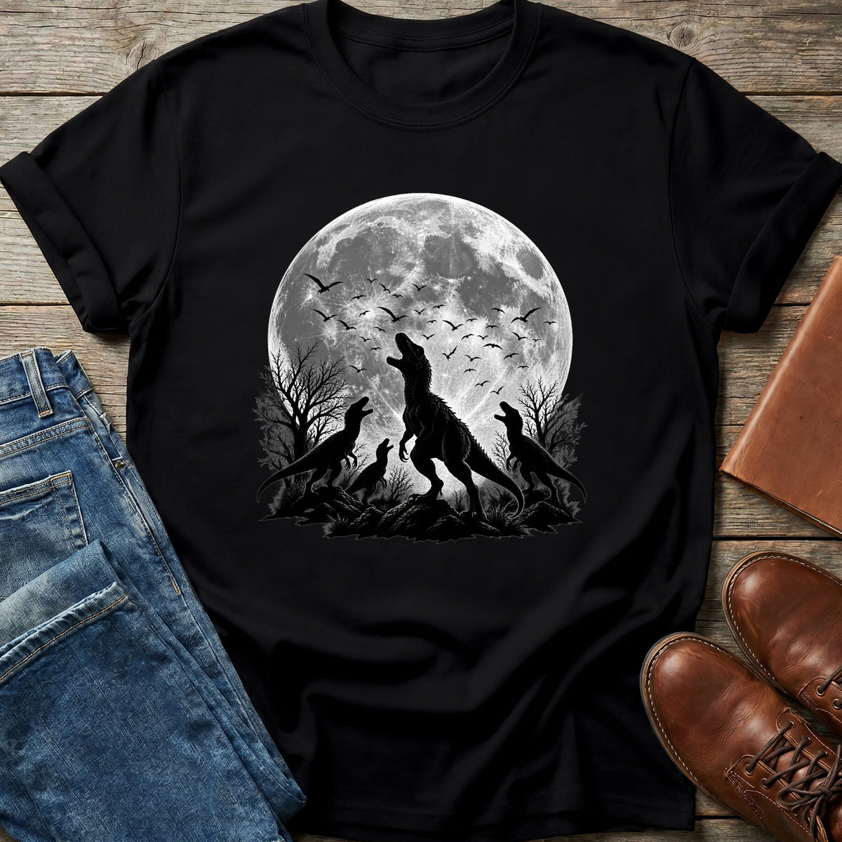 Full Moon Raptor Howl T Shirt