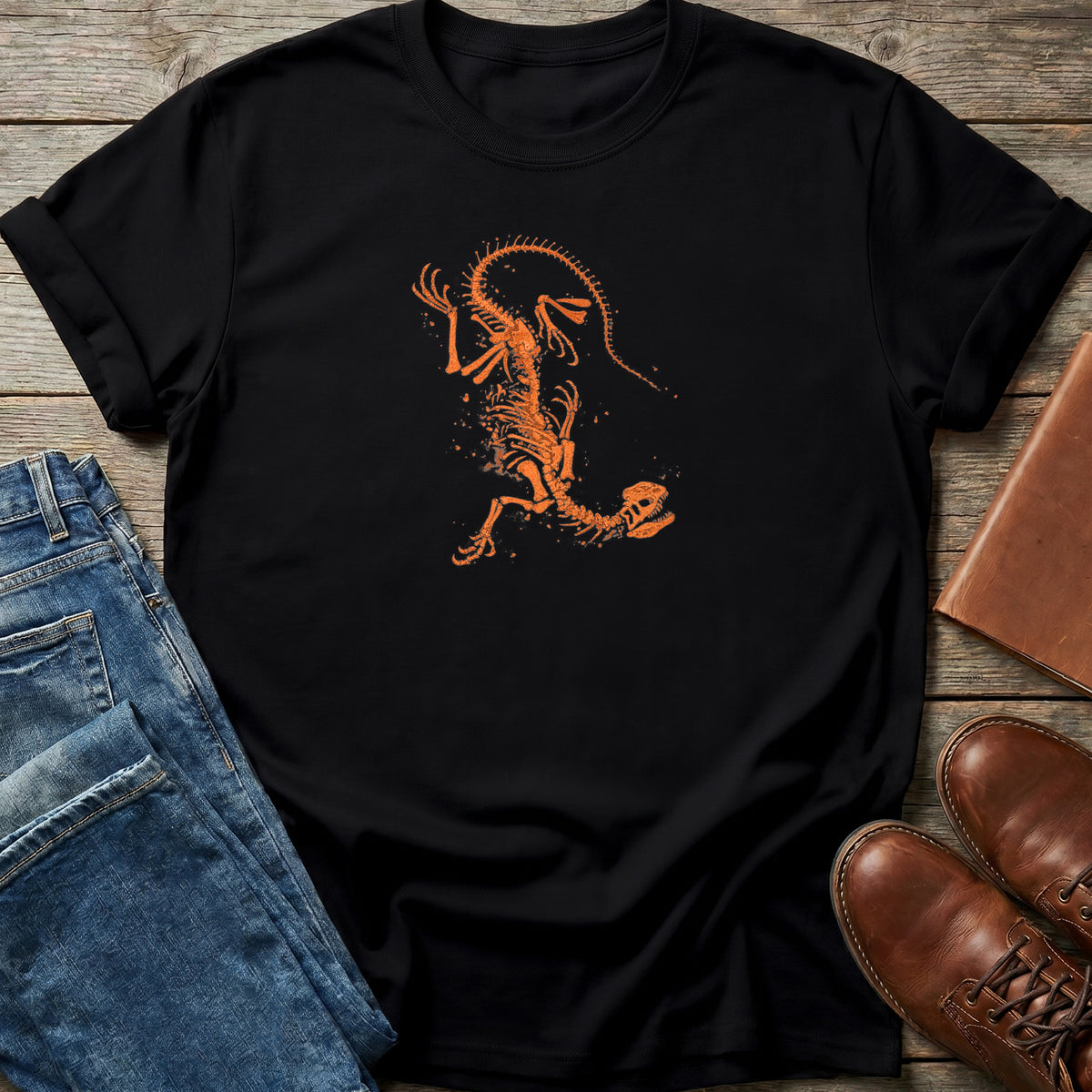 Running Skeleton Dino T Shirt