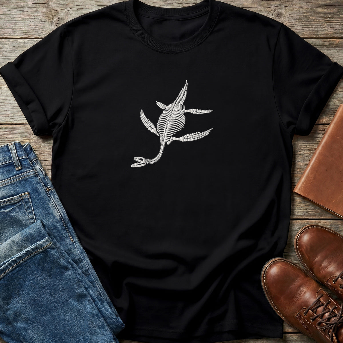 Prehistoric Plesiosaur Skeleton T Shirt