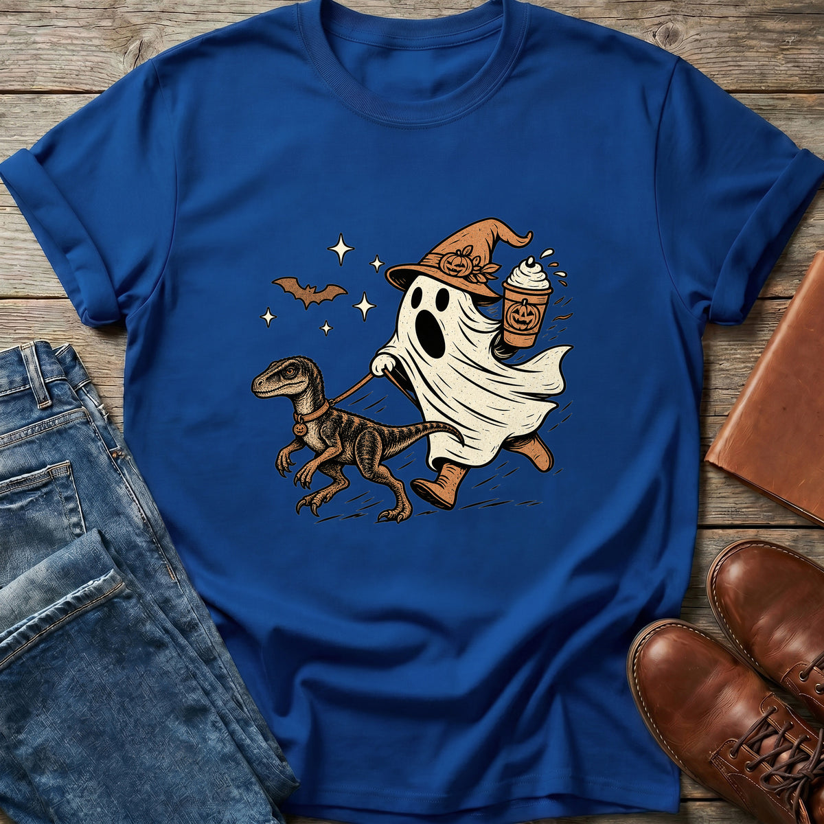 Spooky Dino Coffee Walk T Shirt