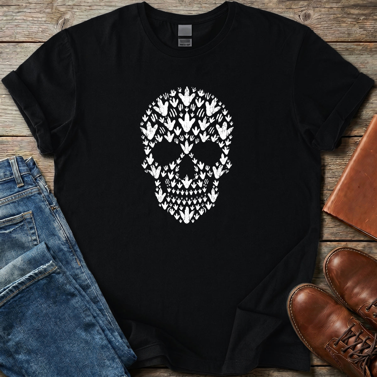 Dino Footprint Skull T Shirt