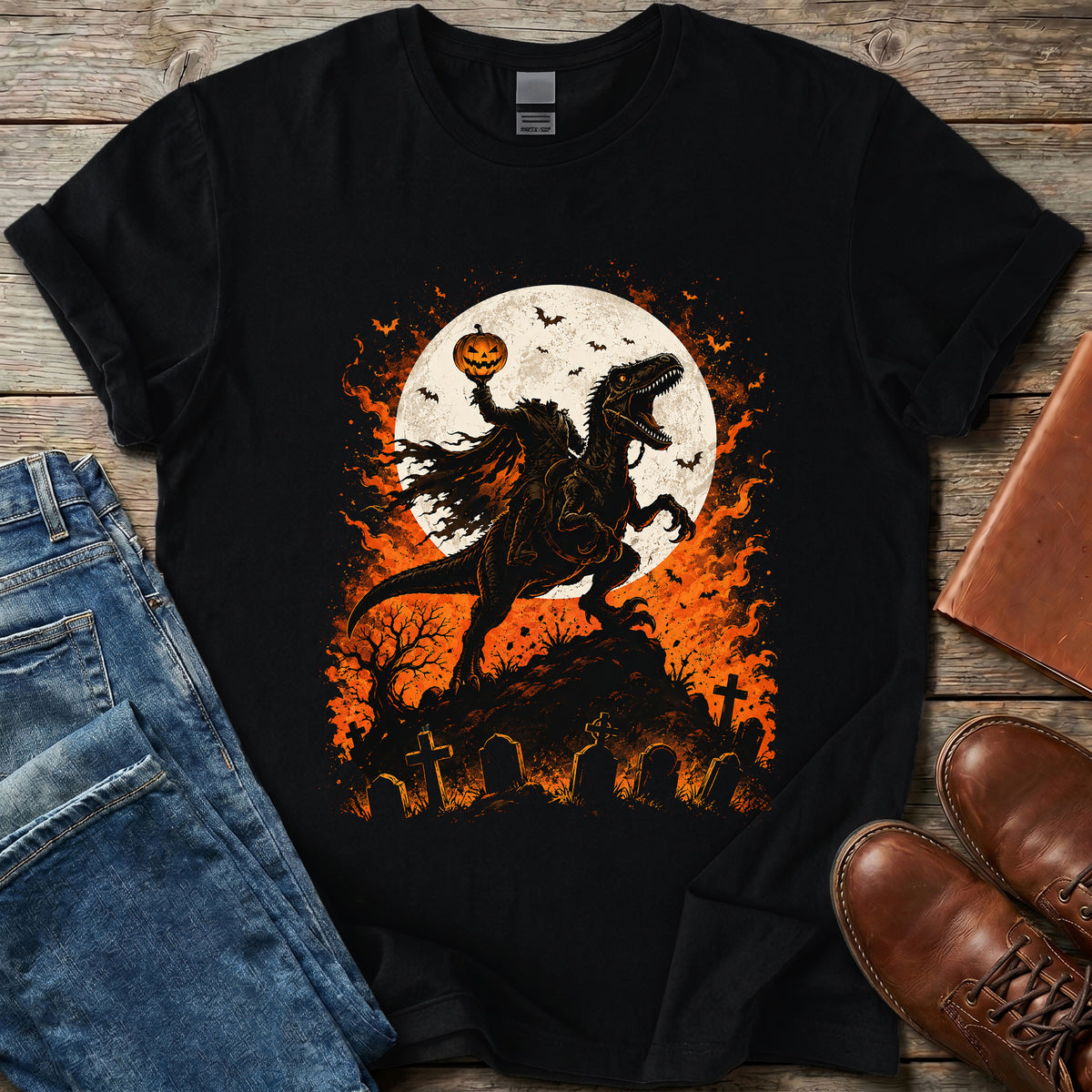 Dino Pumpkin Rider T Shirt