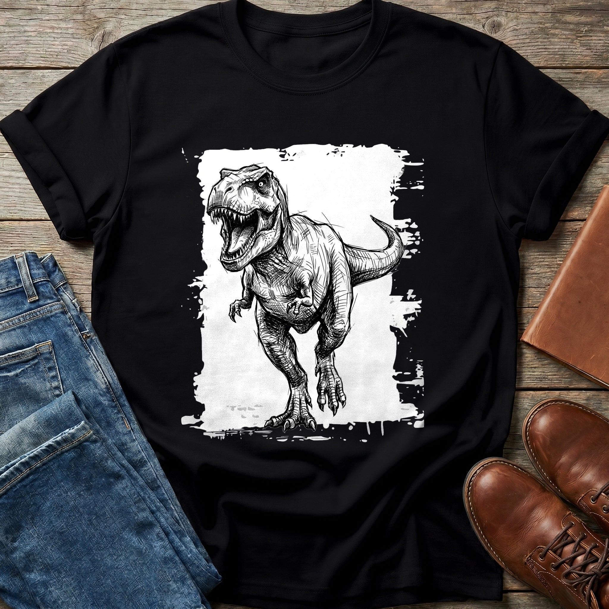 Fierce Sketch T-Rex T Shirt