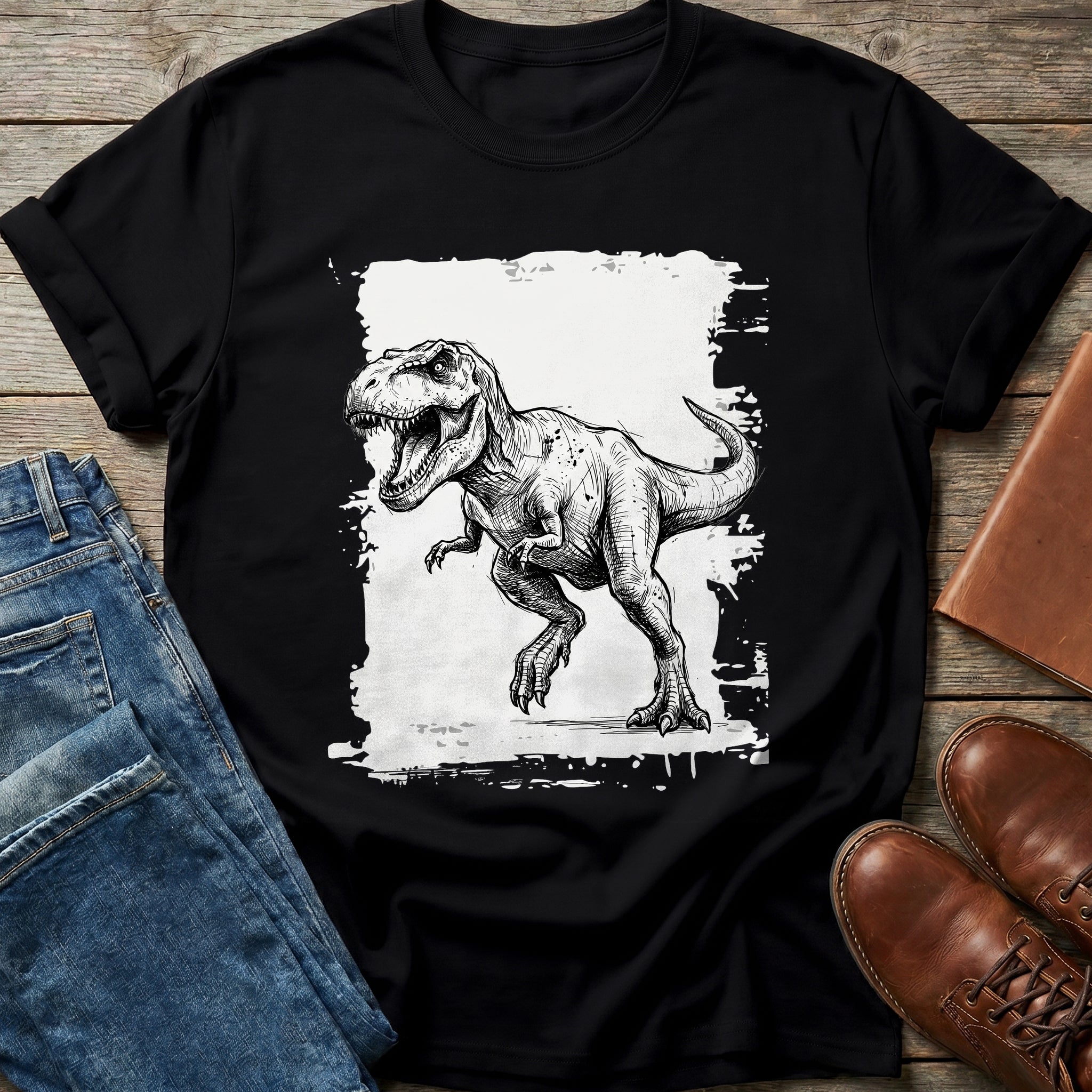 Hand-Drawn T-Rex Sketch T Shirt